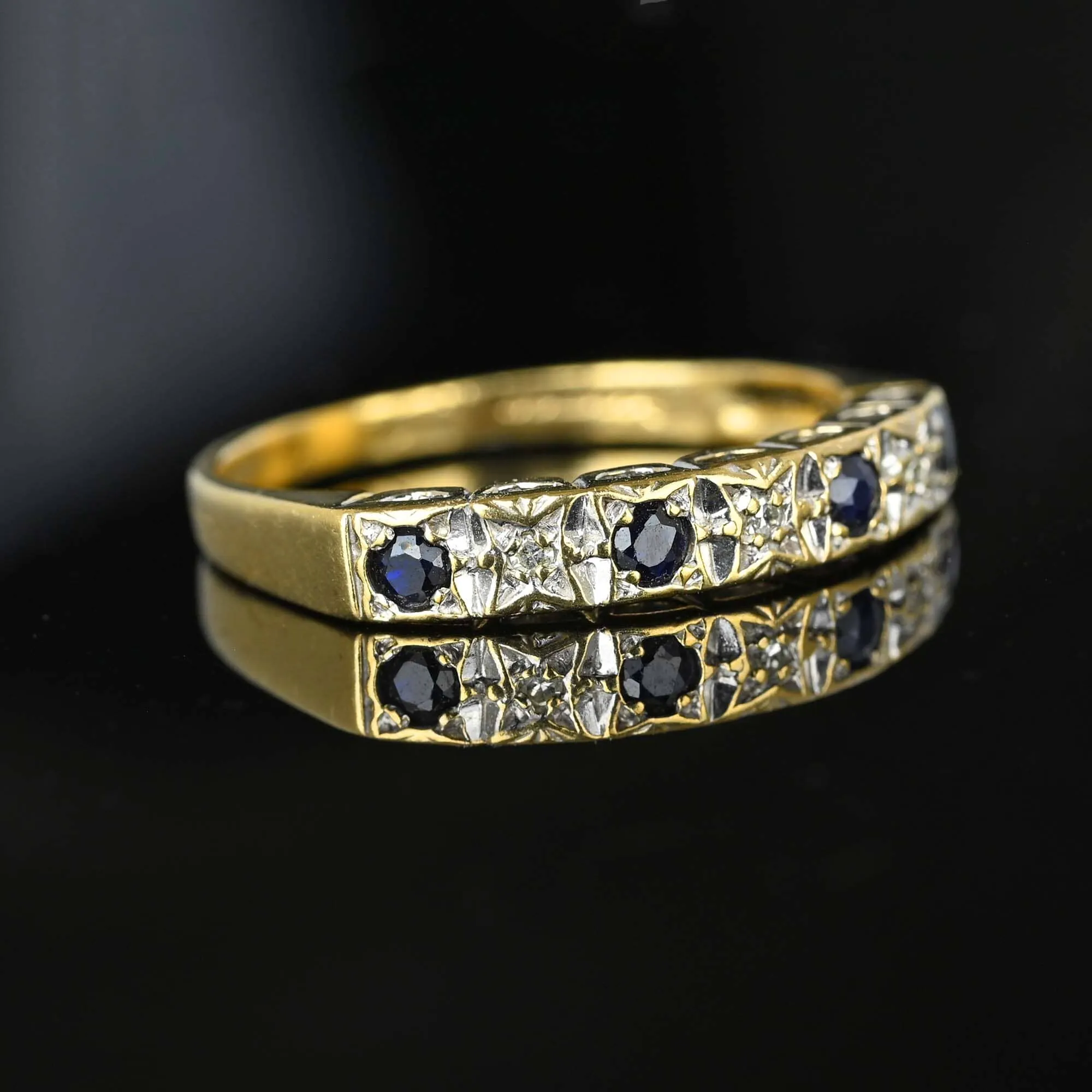 Vintage Gold Sapphire Diamond Ring Band
