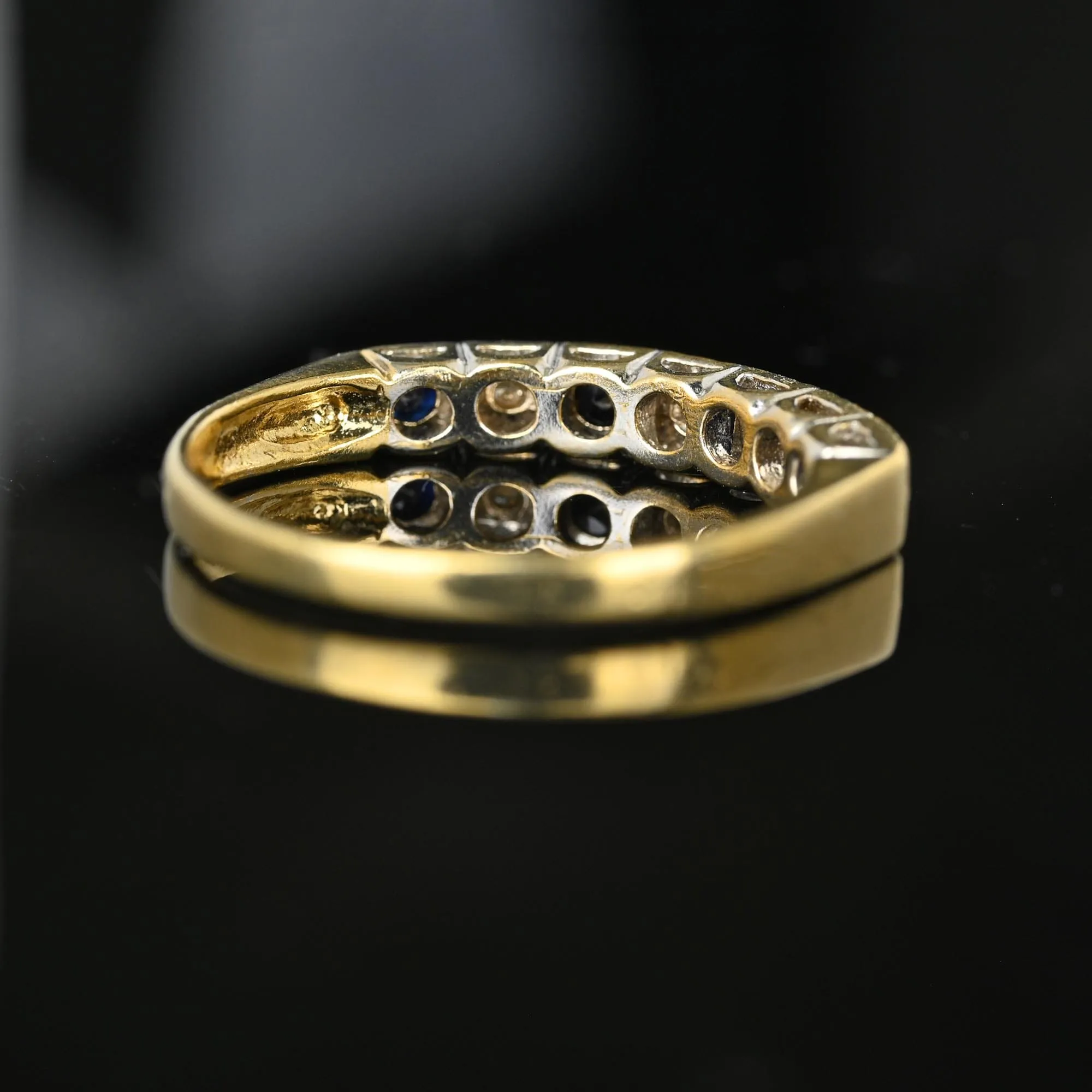 Vintage Gold Sapphire Diamond Ring Band