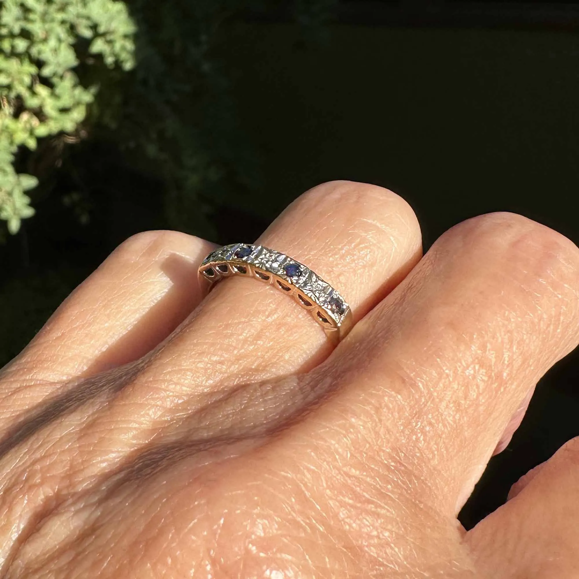 Vintage Gold Sapphire Diamond Ring Band