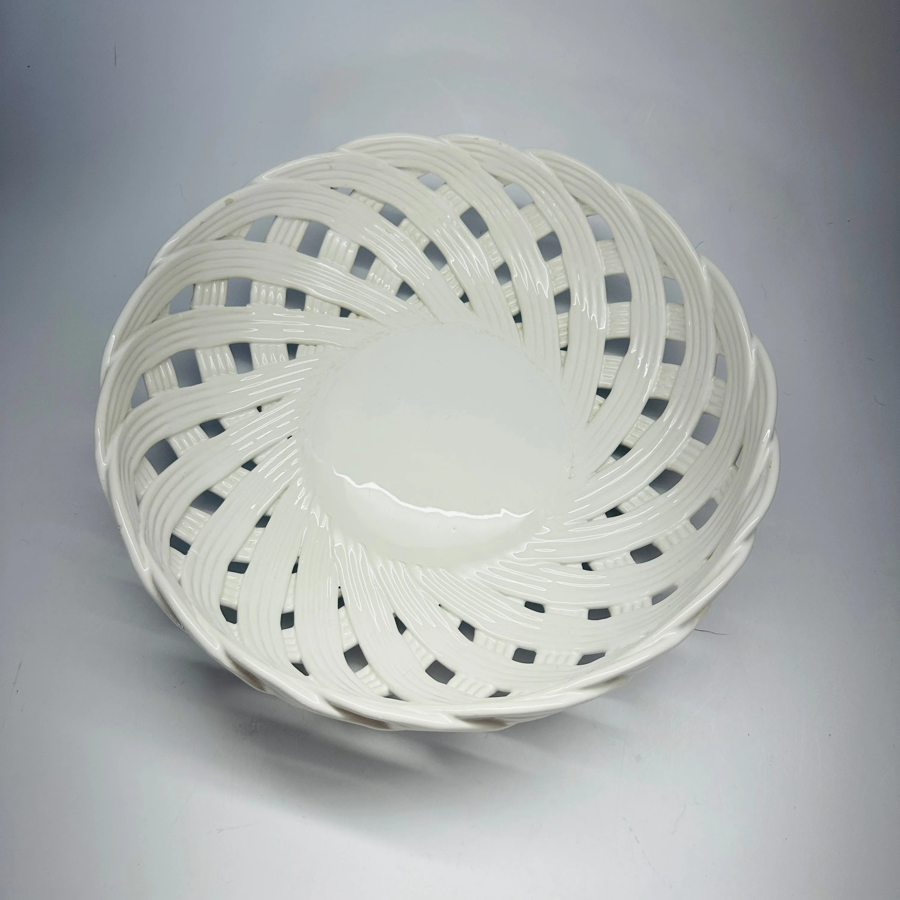 Vintage Italian Ceramic Woven Bread Basket