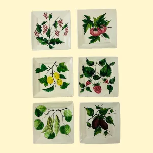 Vintage Italian Fruit and Vegetable Plates, Set of 6