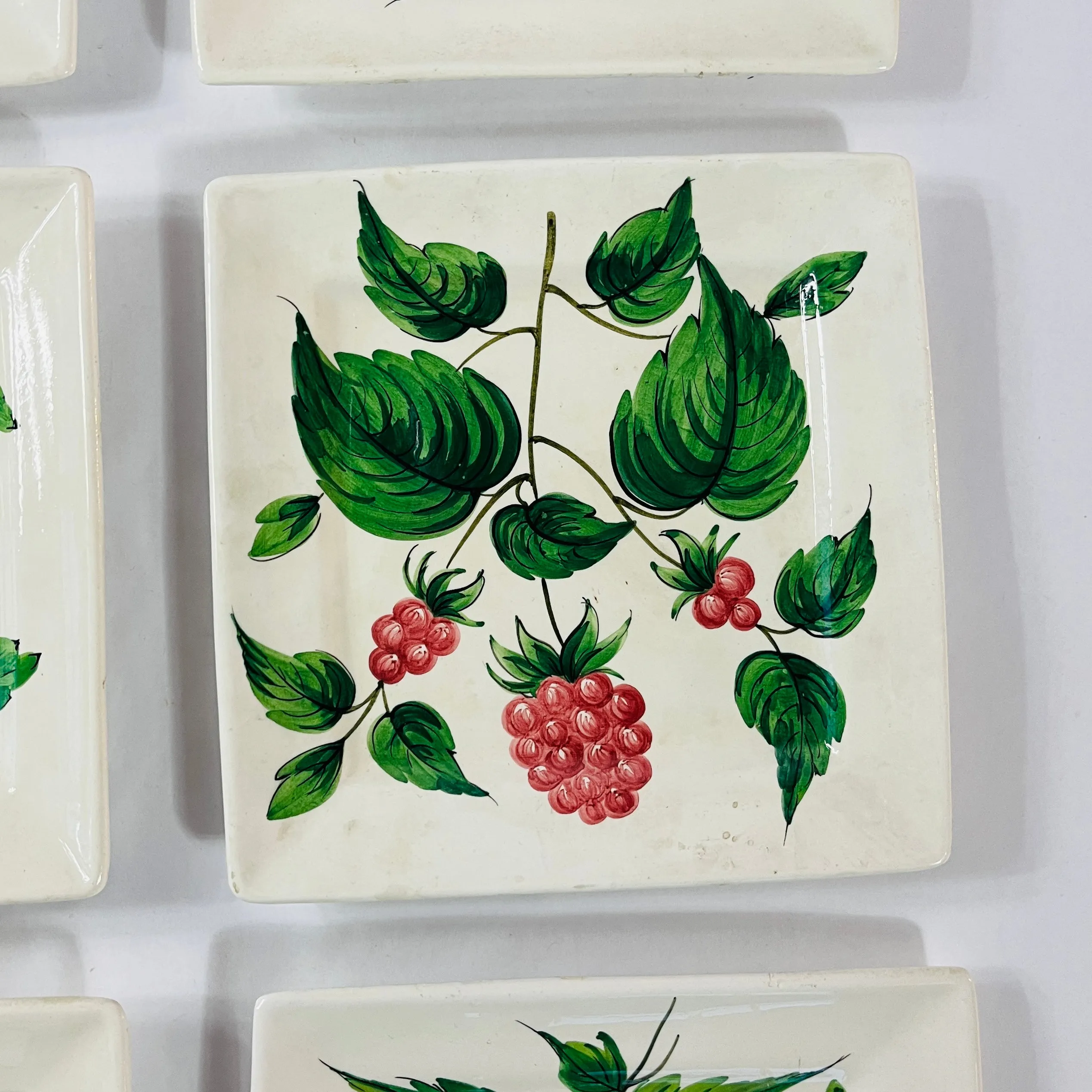 Vintage Italian Fruit and Vegetable Plates, Set of 6