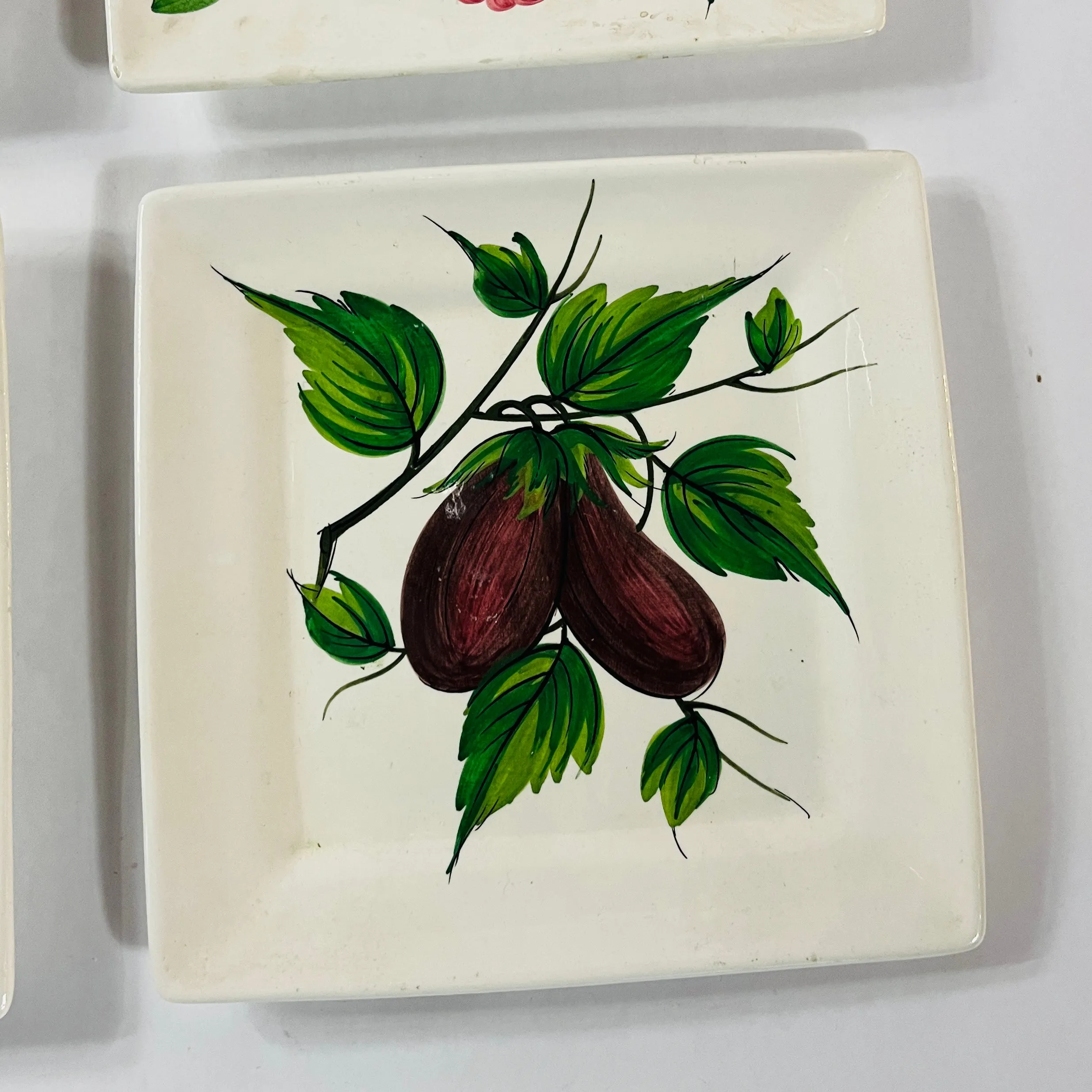 Vintage Italian Fruit and Vegetable Plates, Set of 6