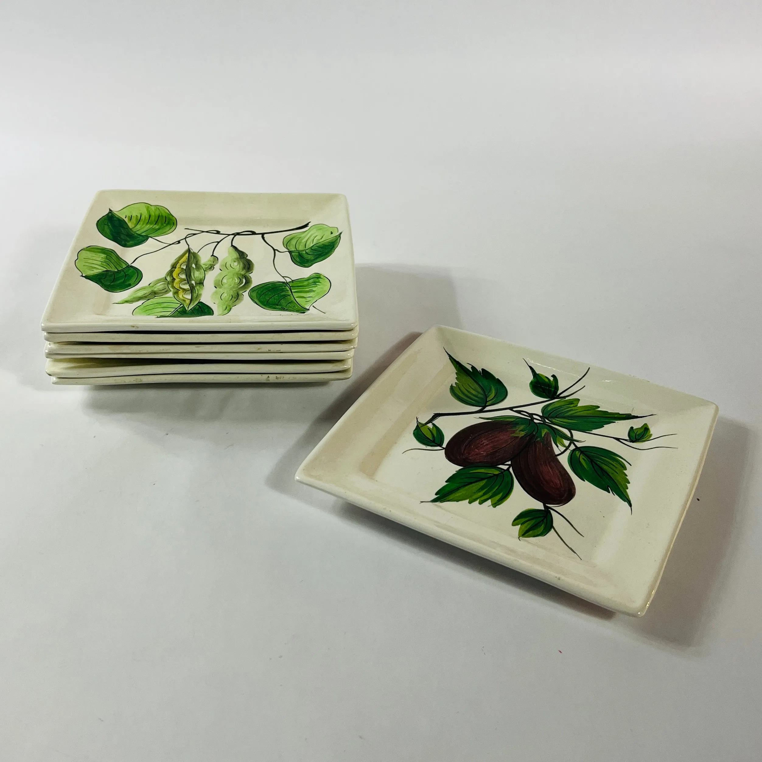 Vintage Italian Fruit and Vegetable Plates, Set of 6