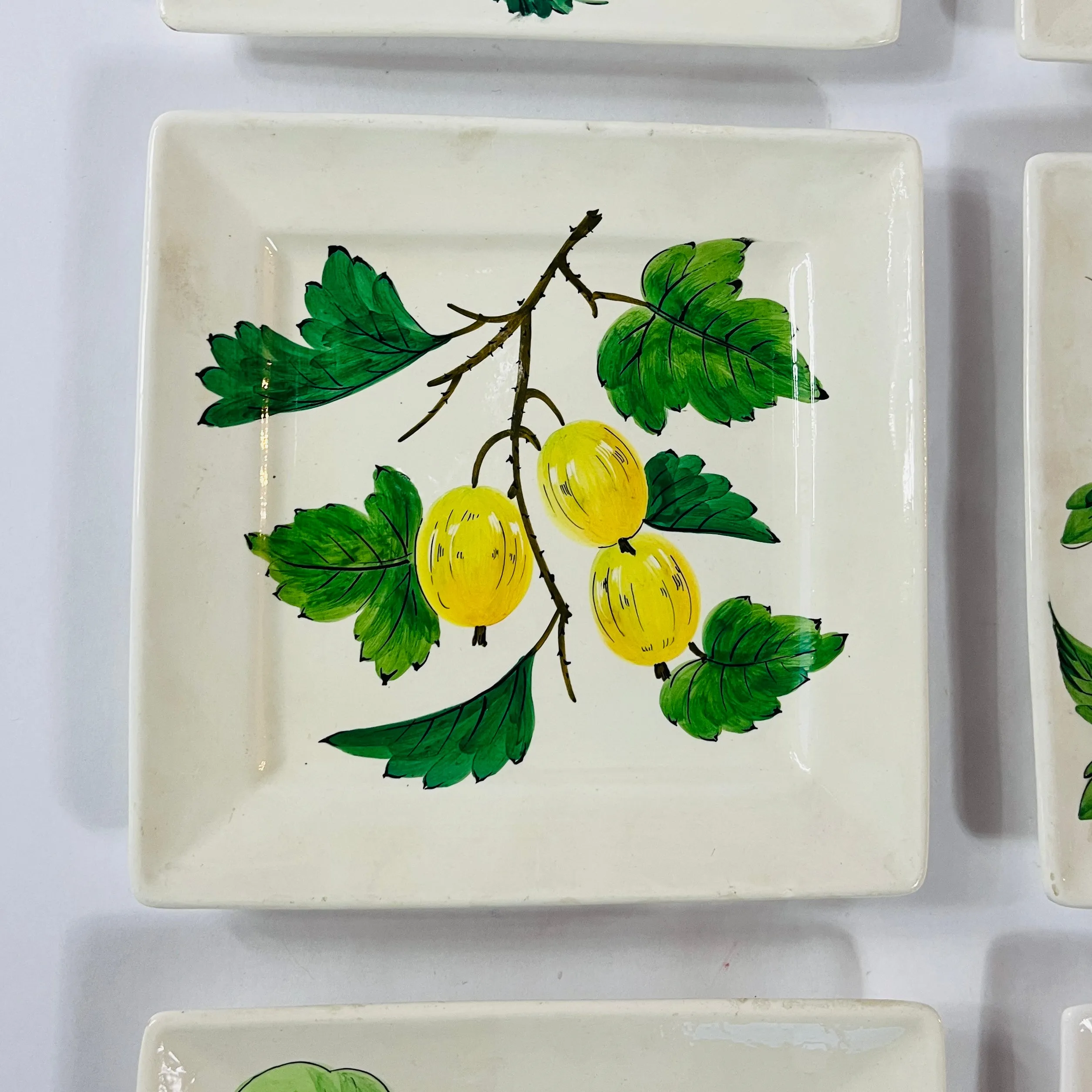 Vintage Italian Fruit and Vegetable Plates, Set of 6