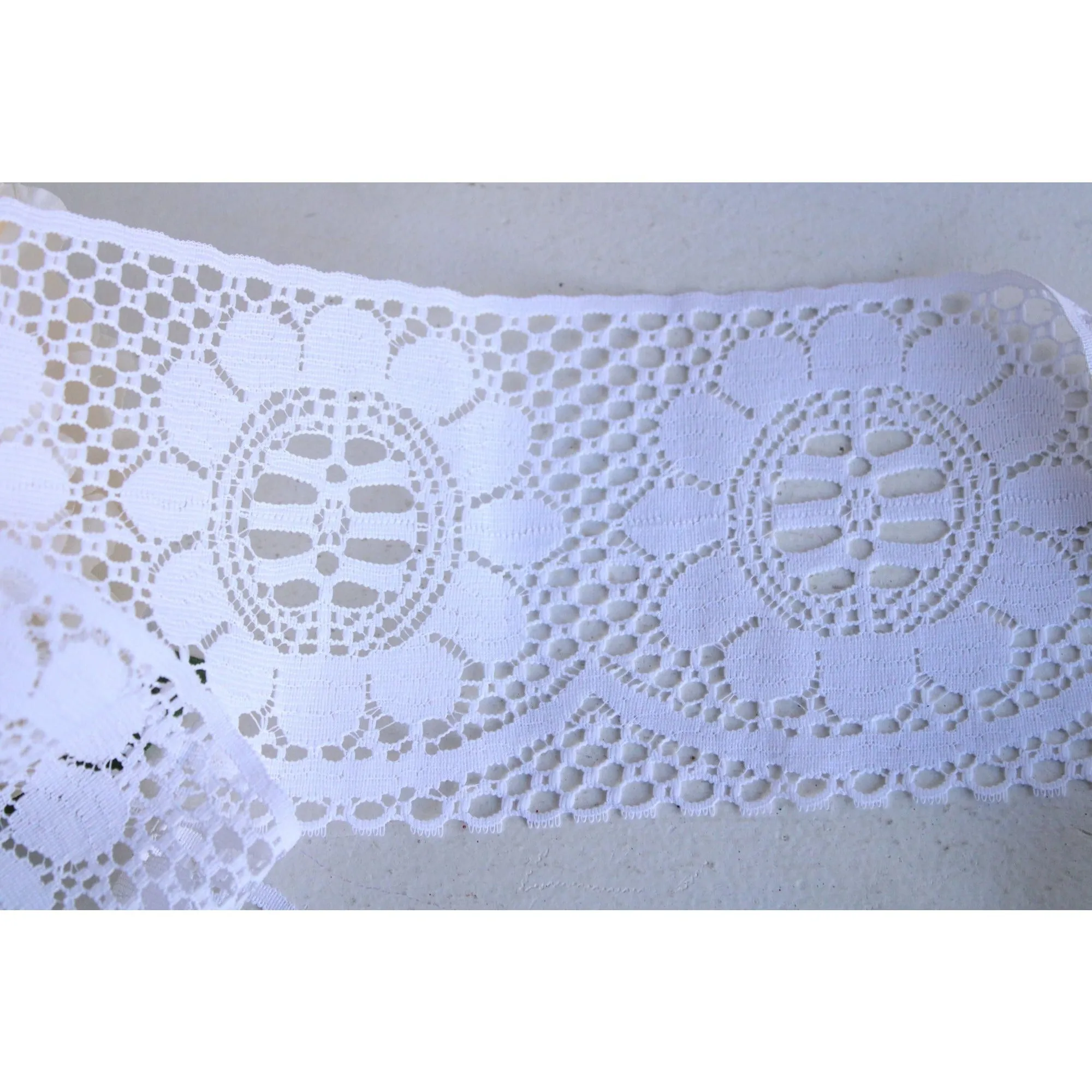 Vintage Lace Trim, White, 5" Wide,  52" Long Piece