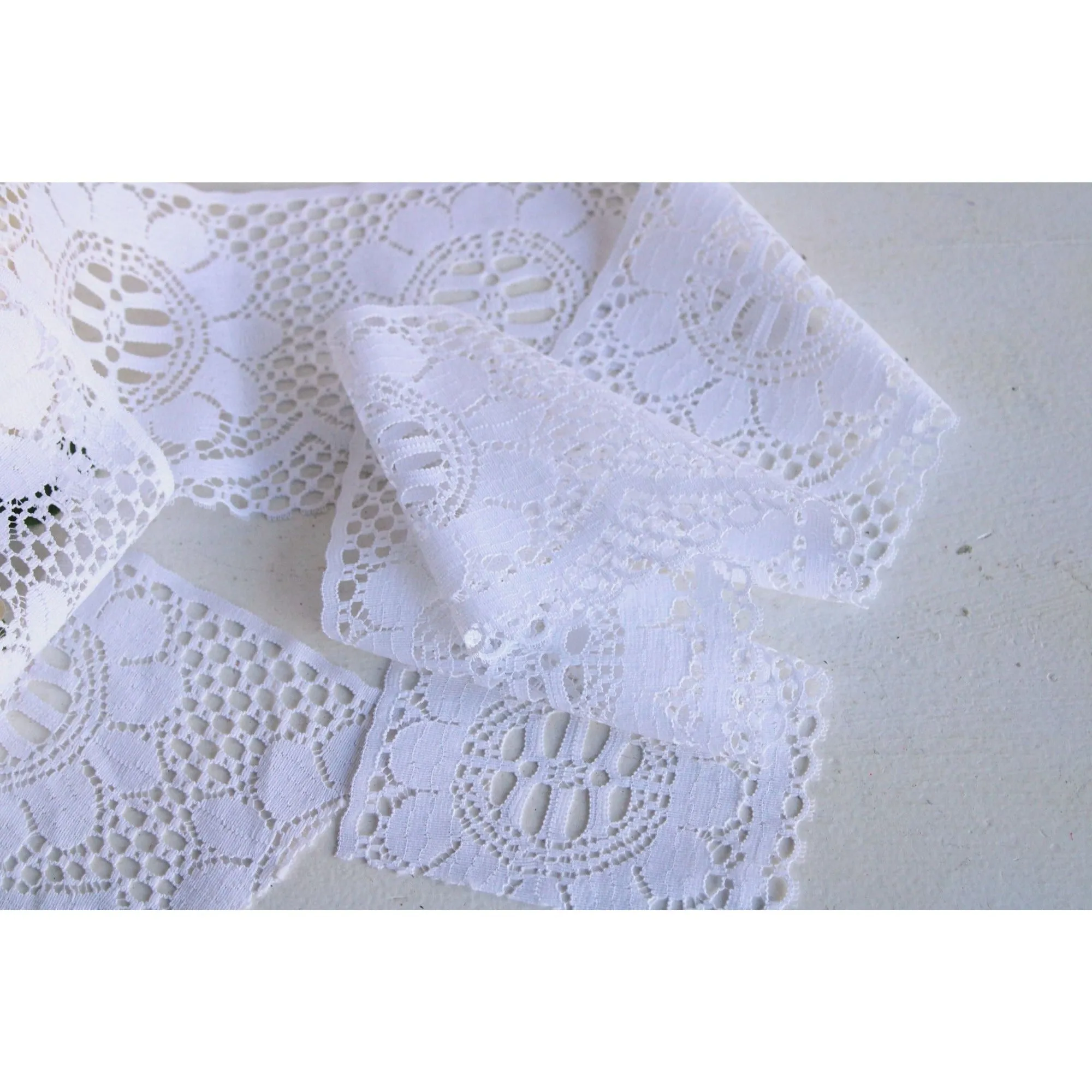 Vintage Lace Trim, White, 5" Wide,  52" Long Piece