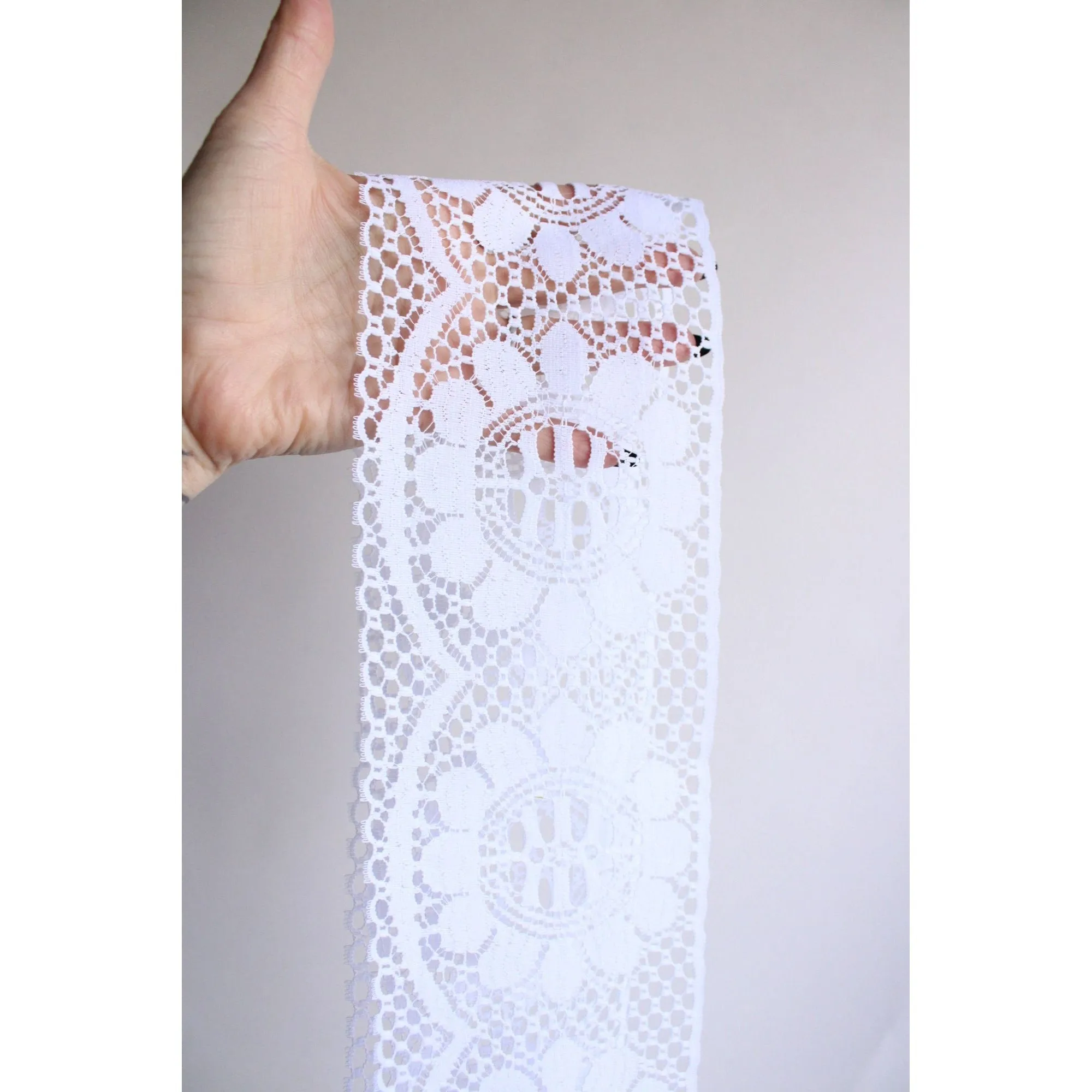 Vintage Lace Trim, White, 5" Wide,  52" Long Piece