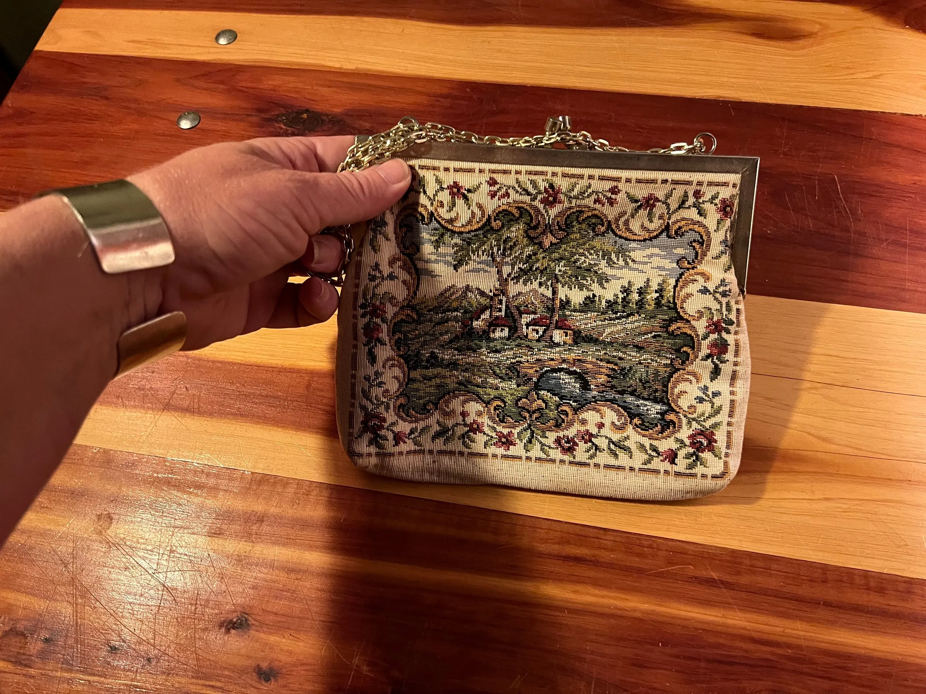 vintage needlepoint purse handbag