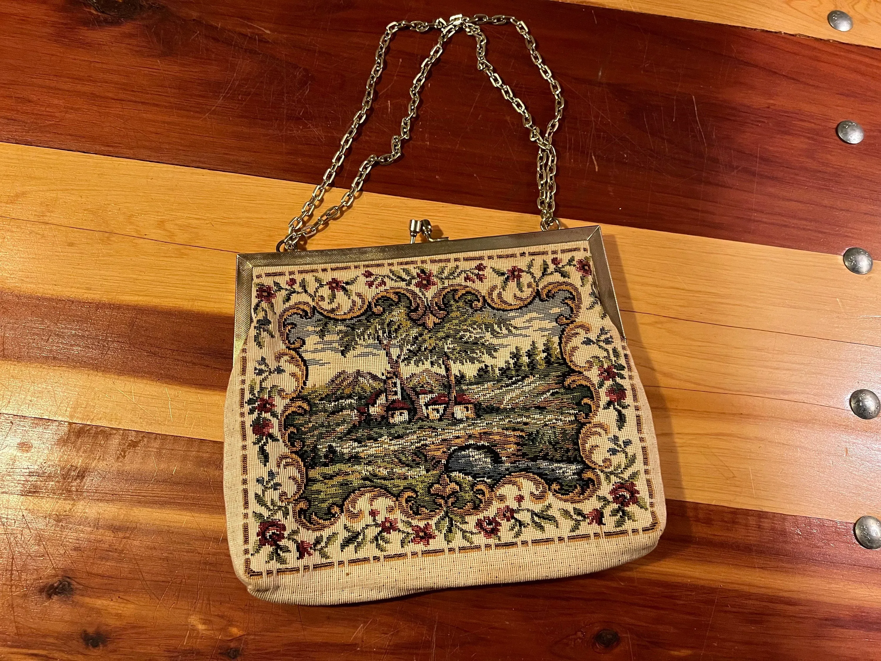 vintage needlepoint purse handbag