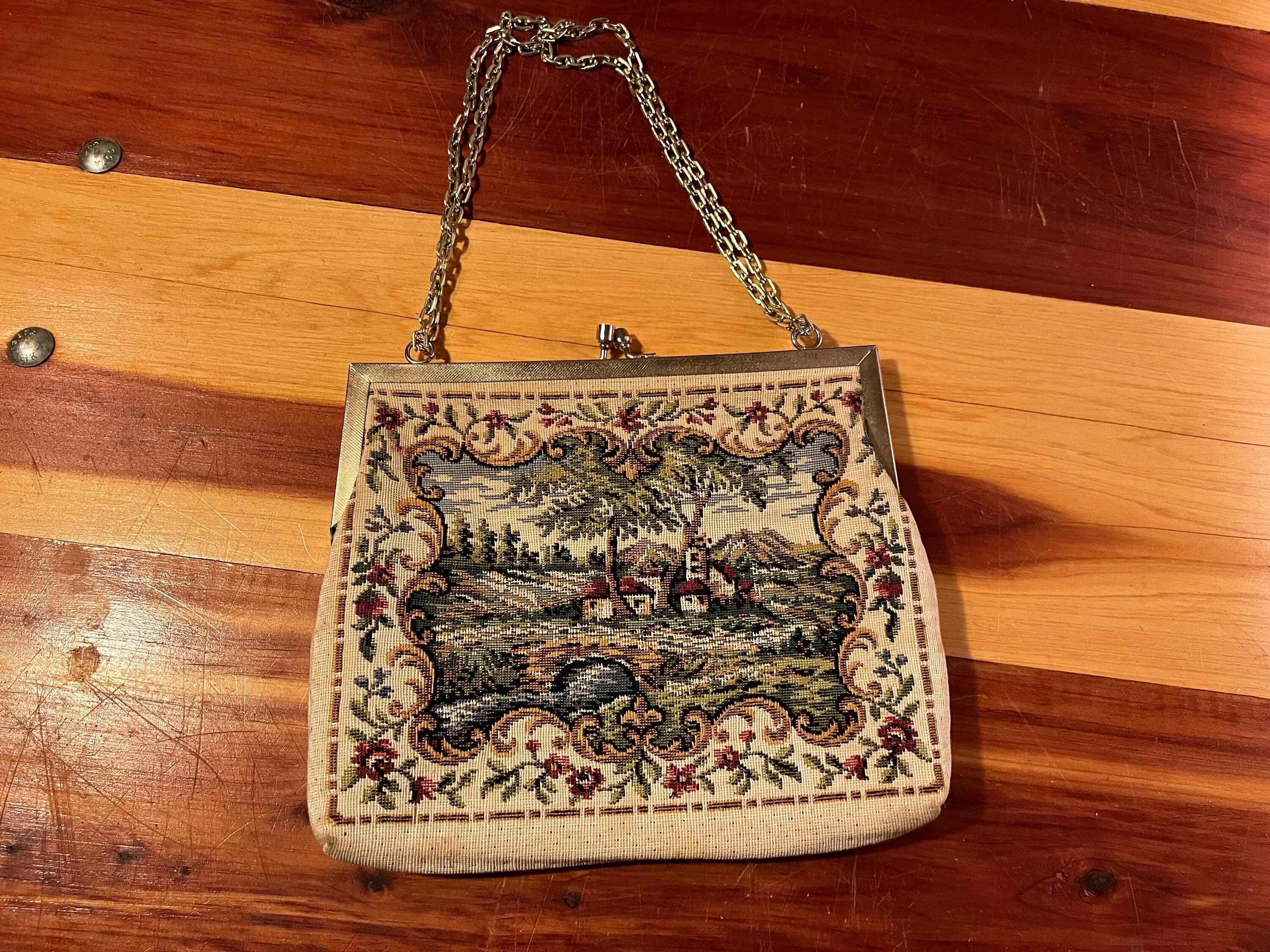 vintage needlepoint purse handbag