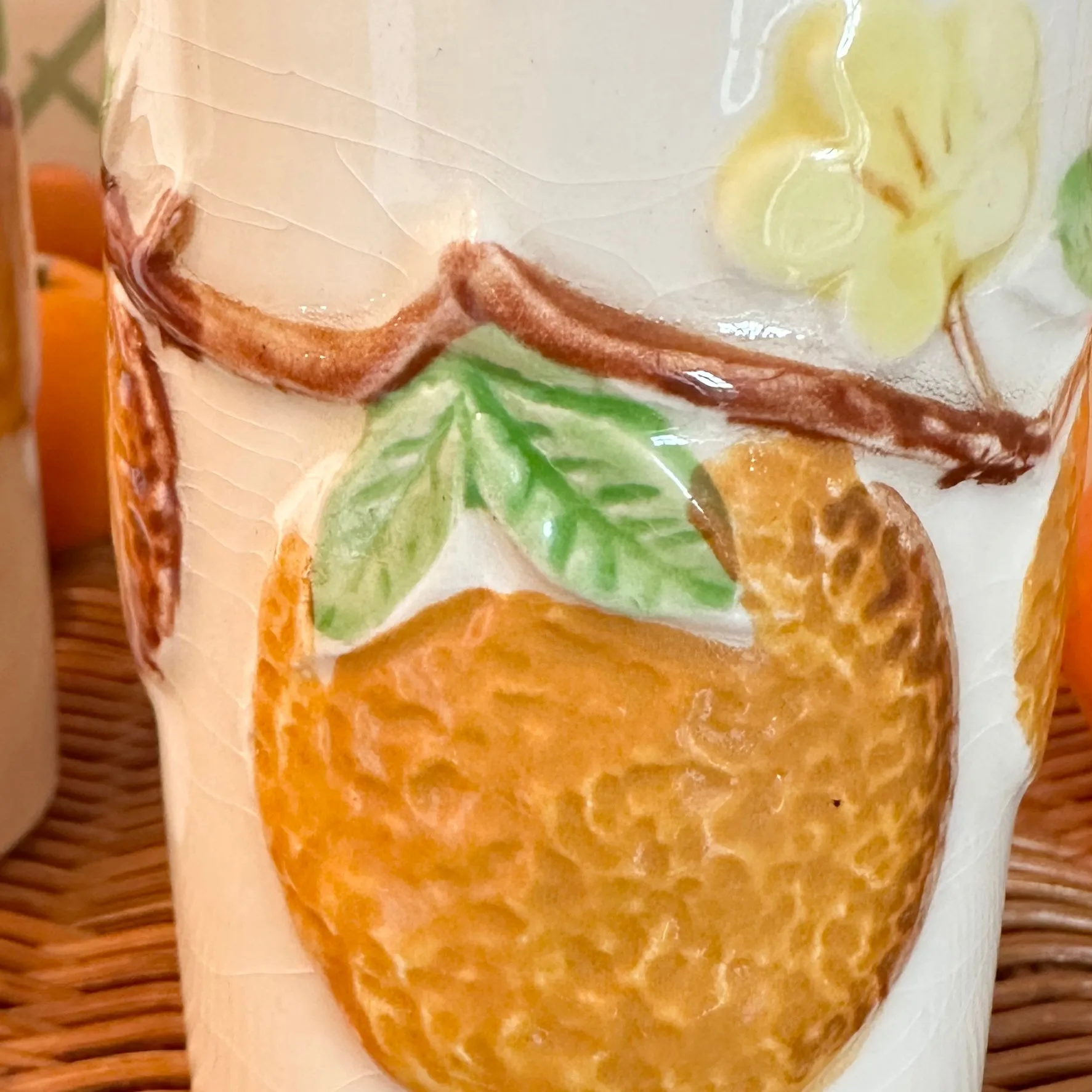 Vintage Orange Juice Pitcher/Cups, Set of 7