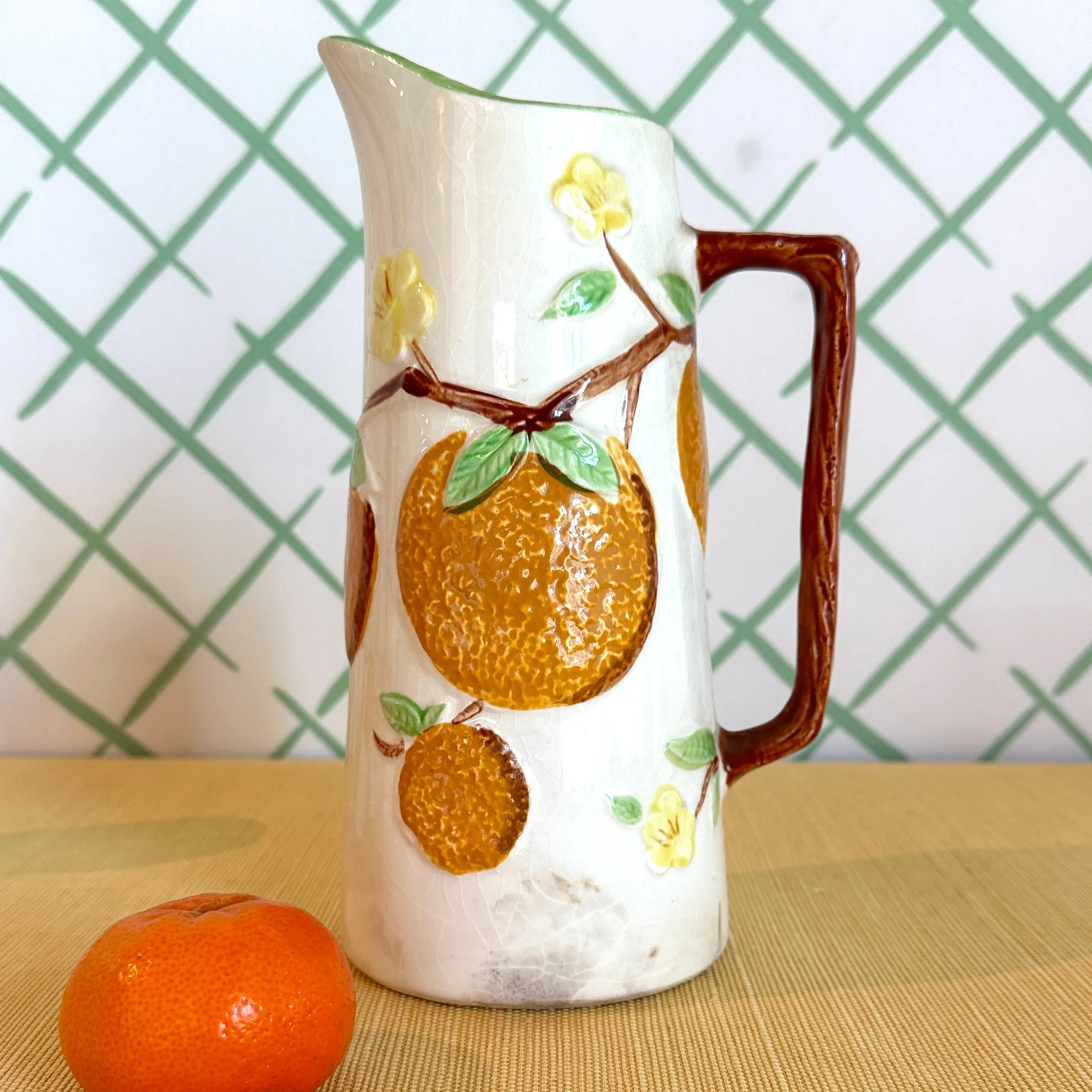 Vintage Orange Juice Pitcher/Cups, Set of 7