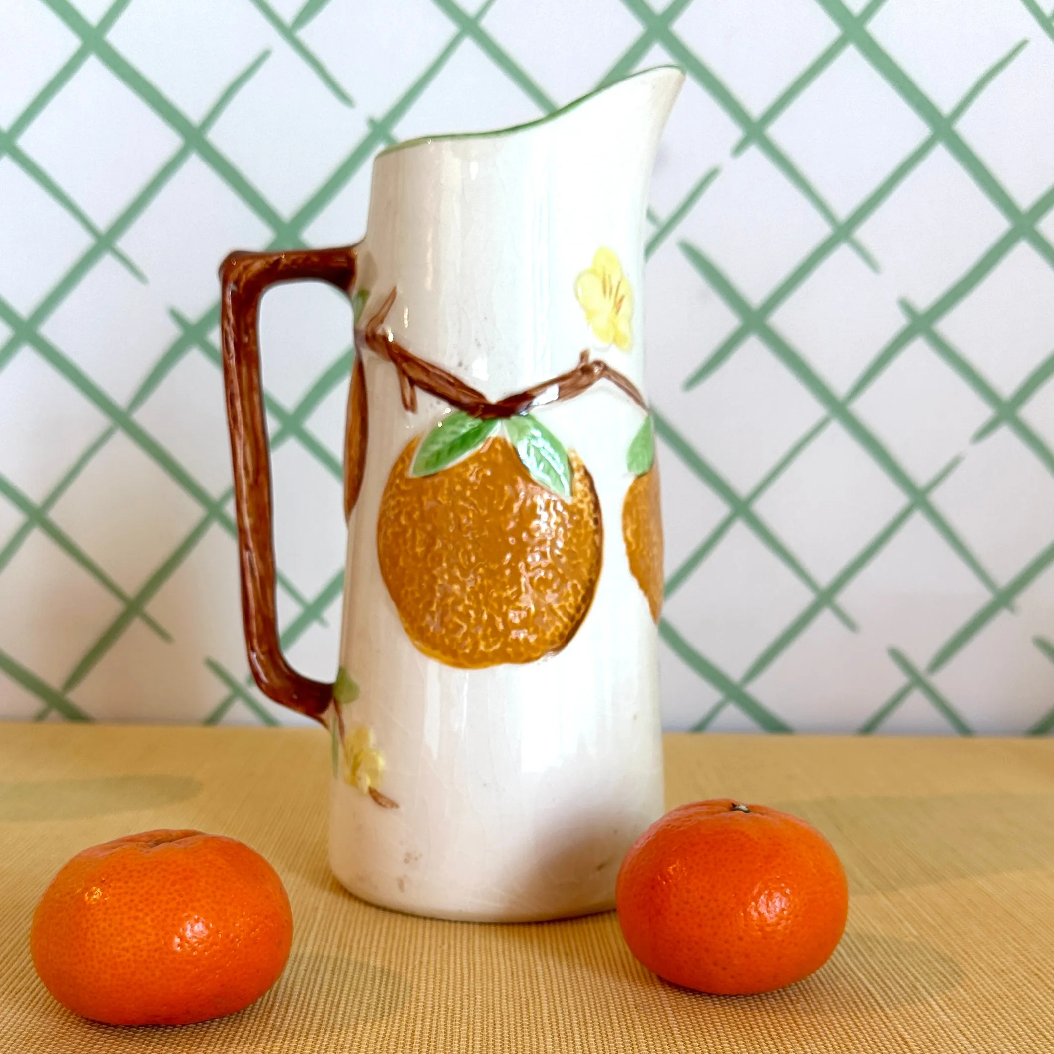 Vintage Orange Juice Pitcher/Cups, Set of 7