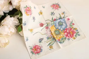 Vintage Primary Color Wildflower Print Hanky