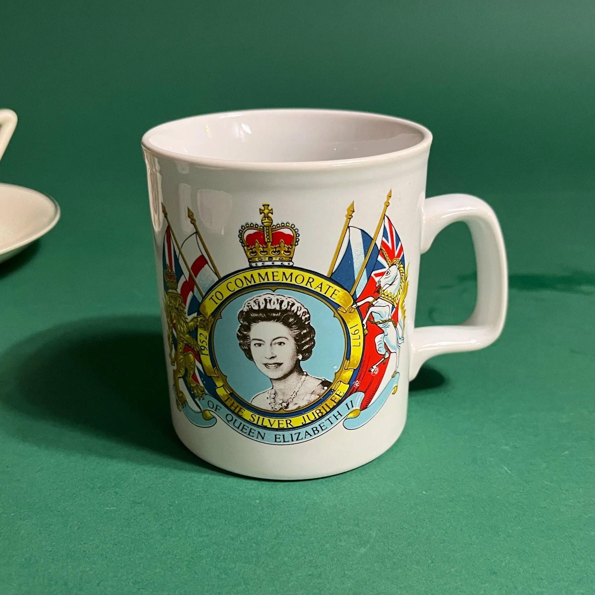 Vintage Queen Elizabeth II Commemorative Ceramic Mugs/Plates, Set of 5