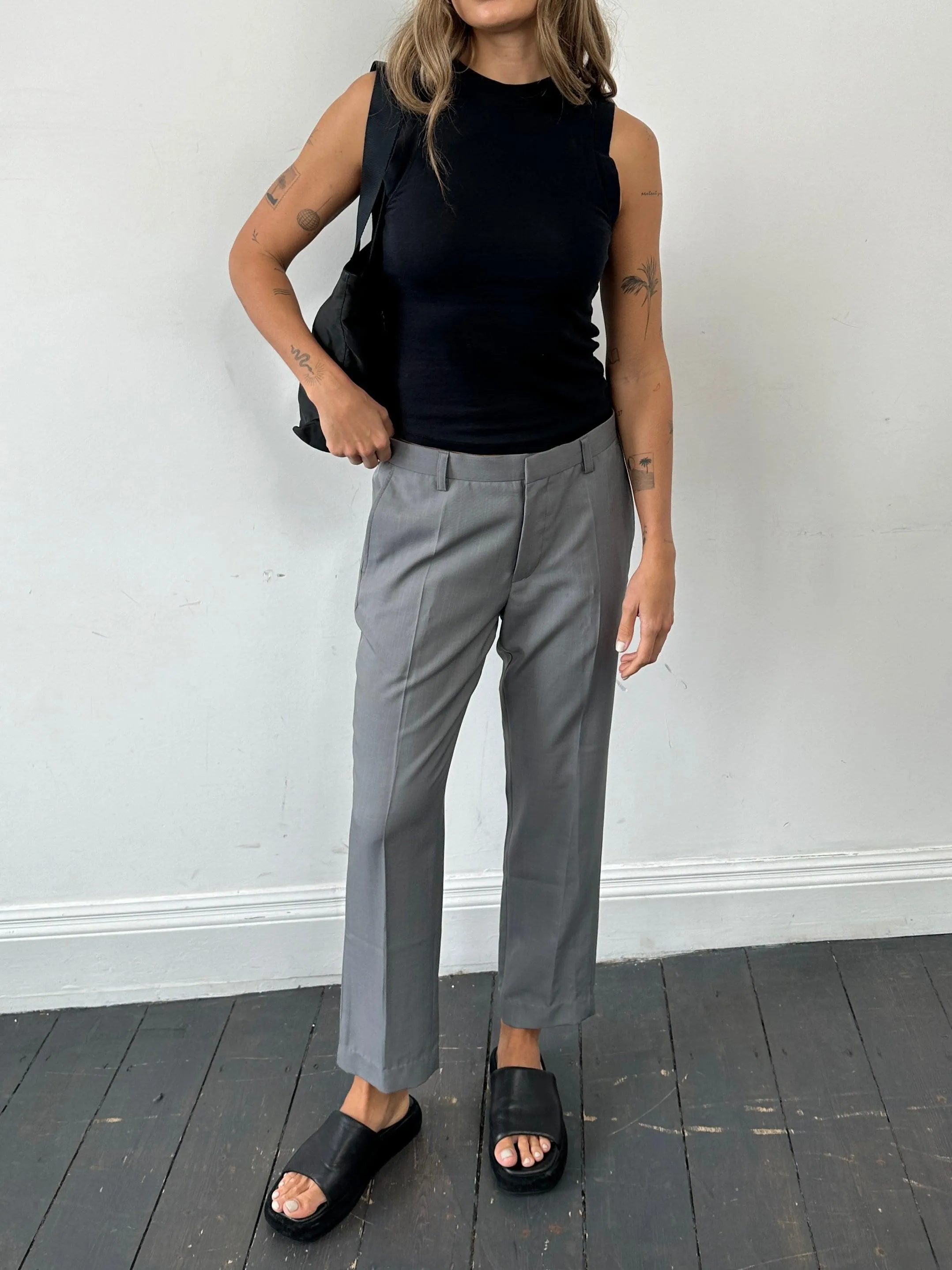 Vintage Silk Linen Tapered Leg Tailored Trousers - W32