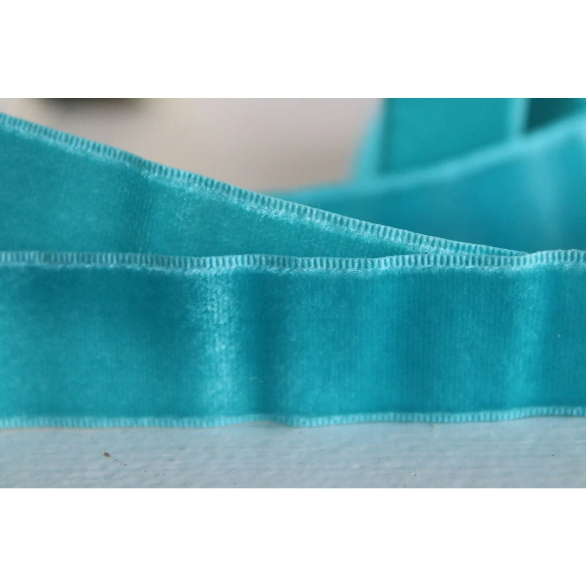 Vintage Teal Blue Velvet Ribbon 7/8" Wide / Two Yards And 22"