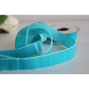 Vintage Teal Blue Velvet Ribbon 7/8" Wide / Two Yards And 22"