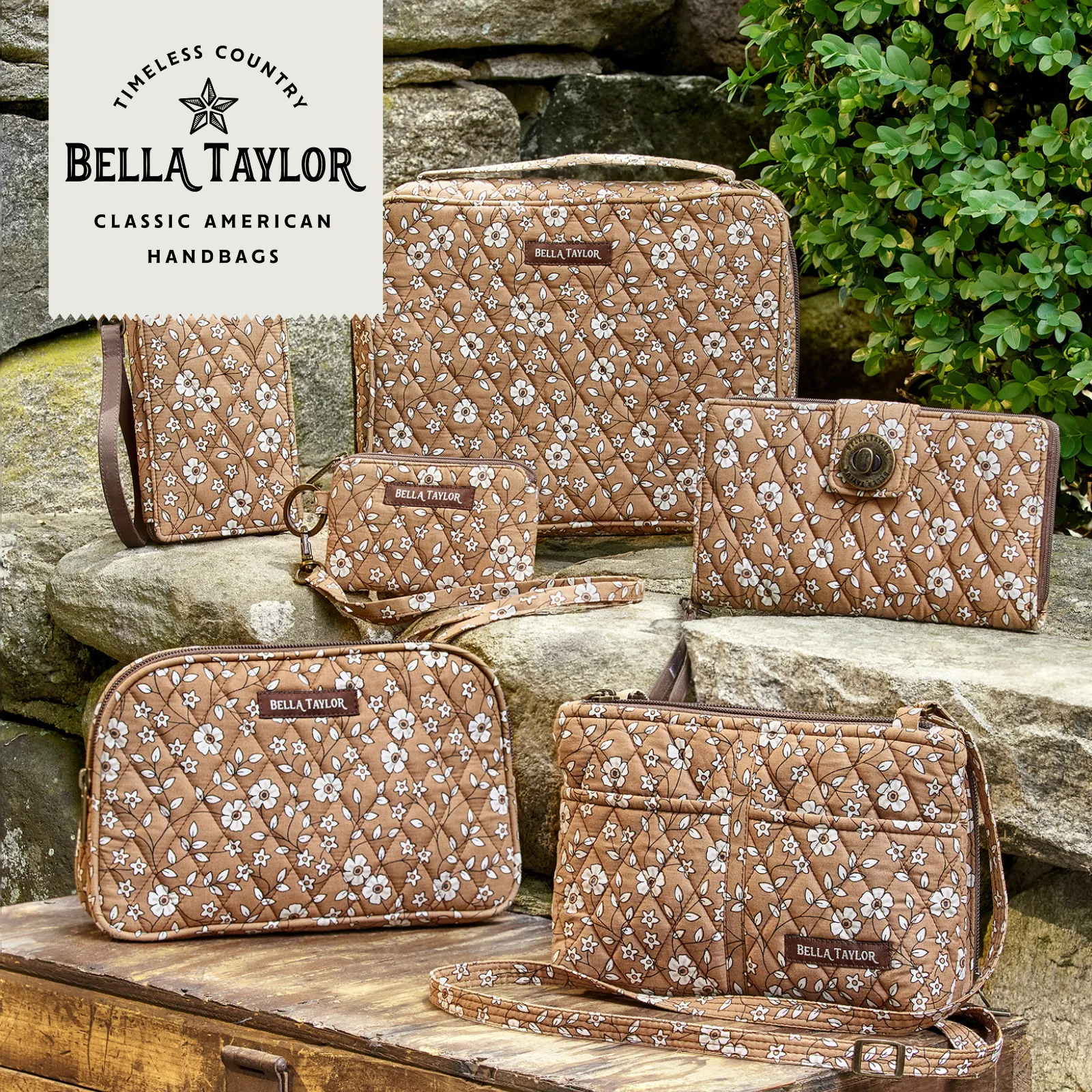 Vintage Vine Brown Essentials Wallet Crossbody