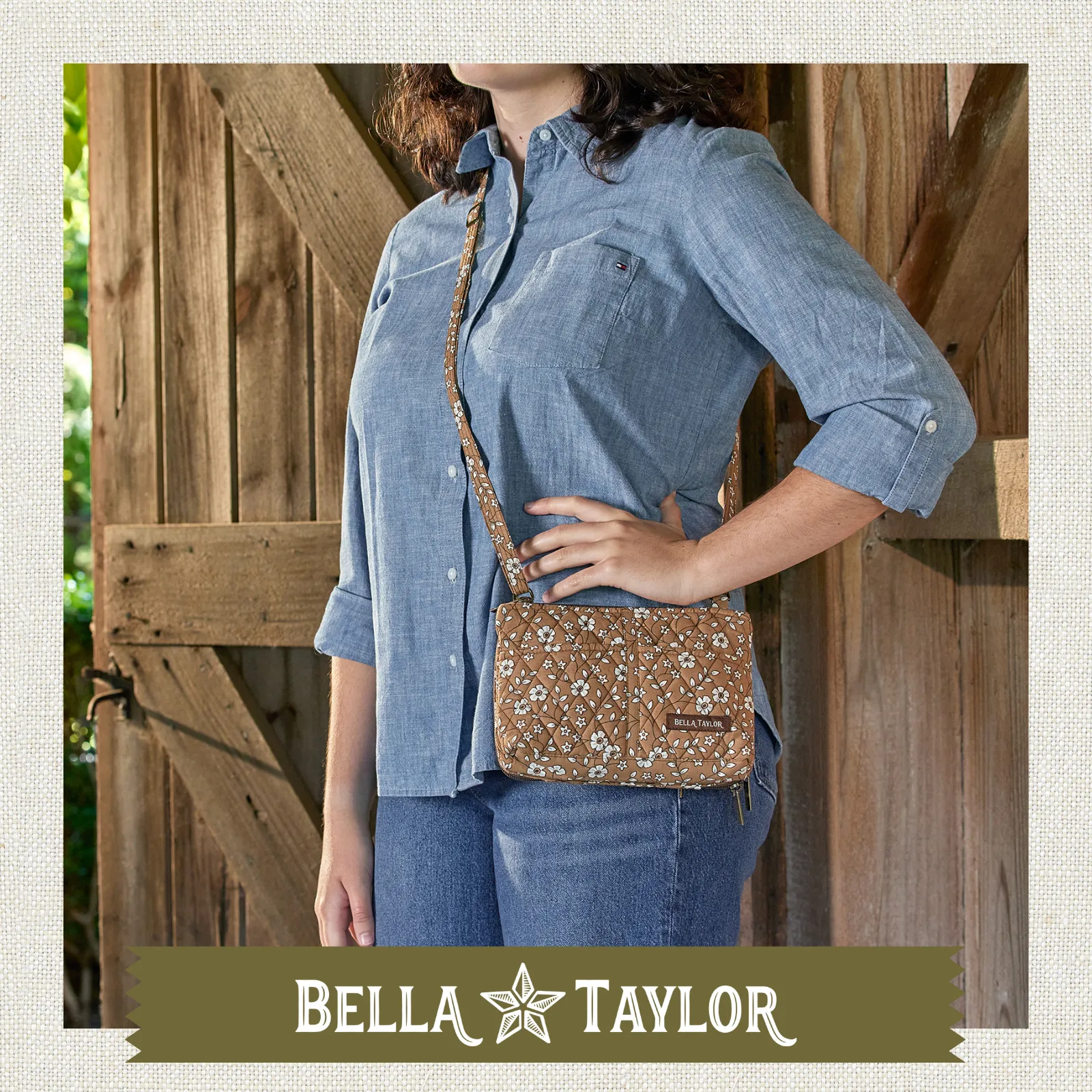 Vintage Vine Brown Essentials Wallet Crossbody
