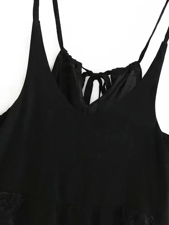 Wholesale Black V-Neck Sleeveless Lace Fashion Mini Dress