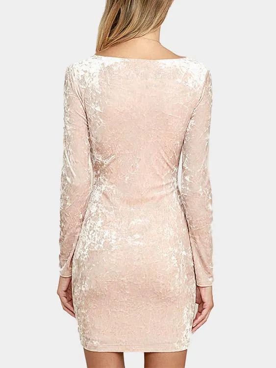 Wholesale Scoop Neck Long Sleeve Plain Bodycon Mini Dress