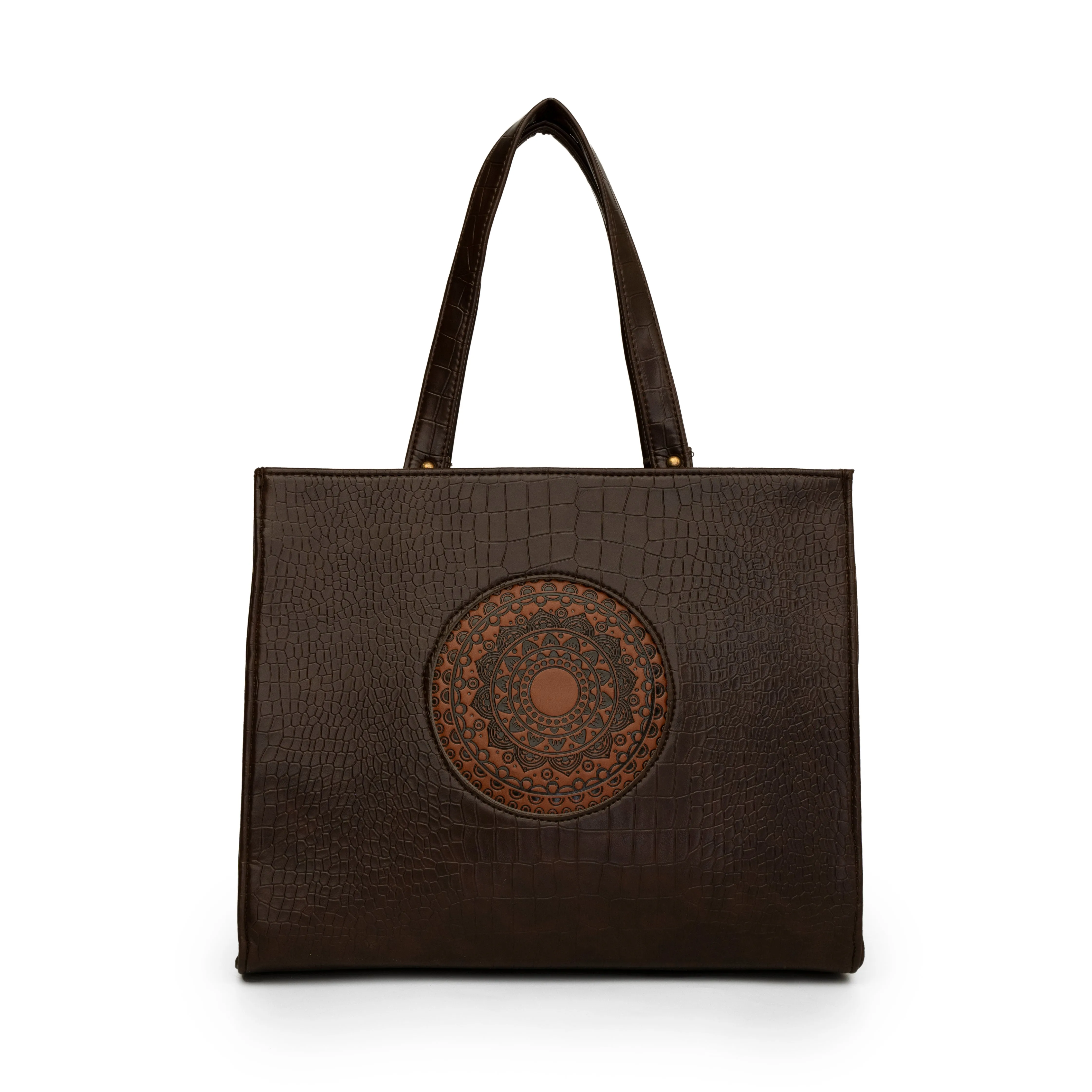 Women coffee brown textured office bag