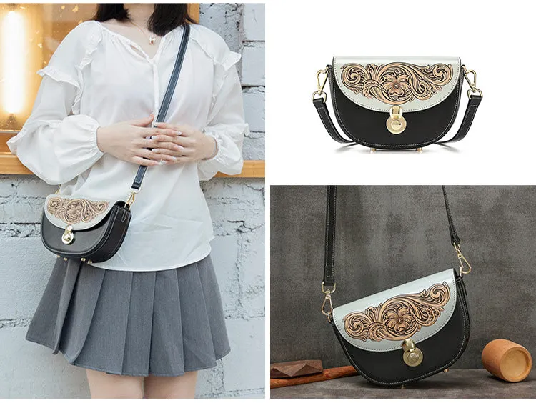 Women's Flap Crossbody Bag Ladies Shoulder Bag Leather Saddle Bags