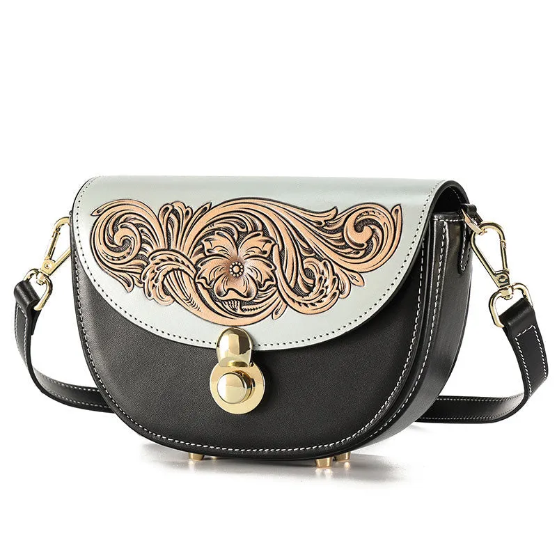 Women's Flap Crossbody Bag Ladies Shoulder Bag Leather Saddle Bags