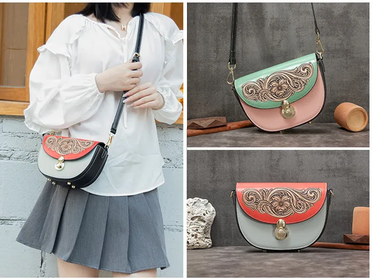 Women's Flap Crossbody Bag Ladies Shoulder Bag Leather Saddle Bags