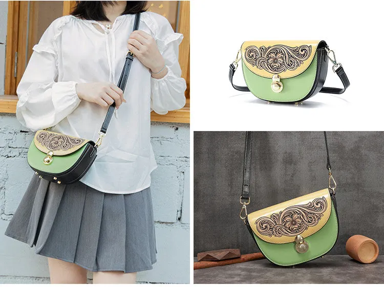 Women's Flap Crossbody Bag Ladies Shoulder Bag Leather Saddle Bags