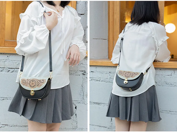Women's Flap Crossbody Bag Ladies Shoulder Bag Leather Saddle Bags