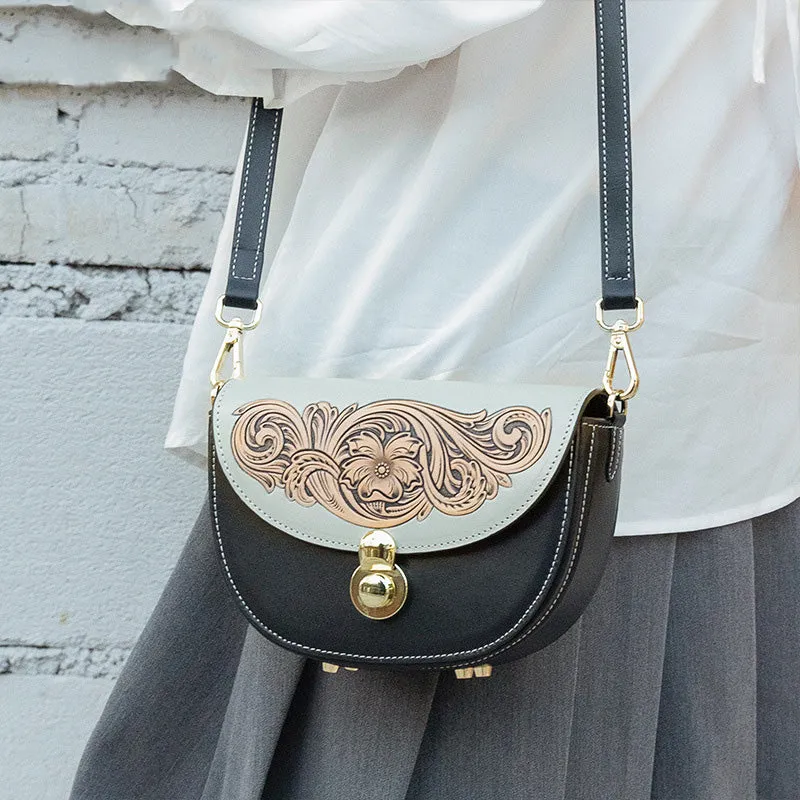 Women's Flap Crossbody Bag Ladies Shoulder Bag Leather Saddle Bags