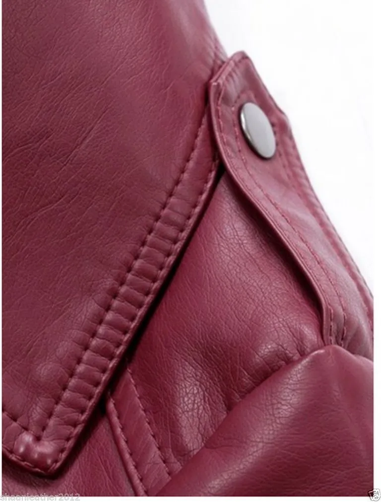 Women's Sleek Maroon Leather Jacket WJ043