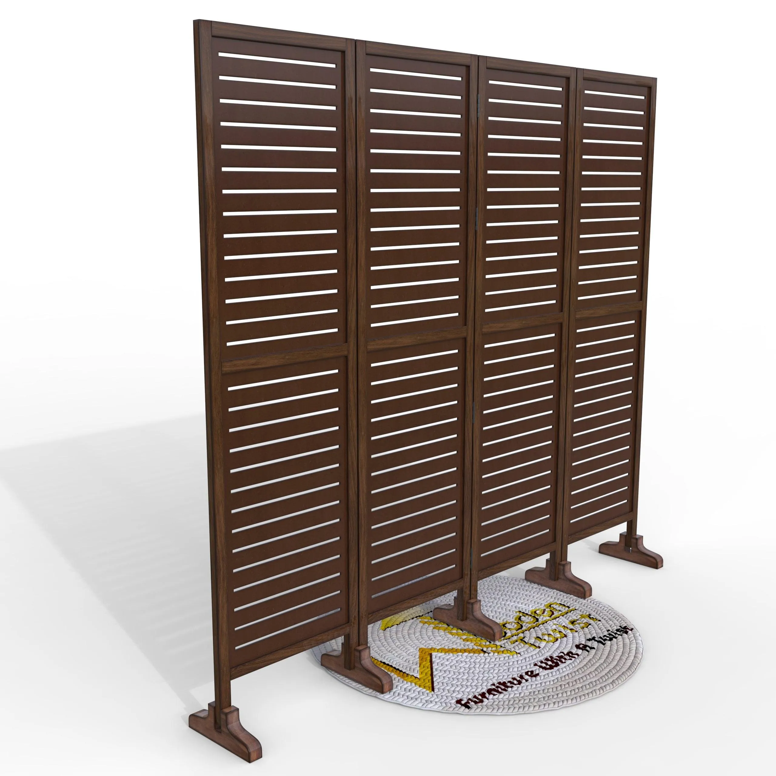 Wooden Twist Rectangular Shape Premium Solid Wood Room Divider ( Brown )