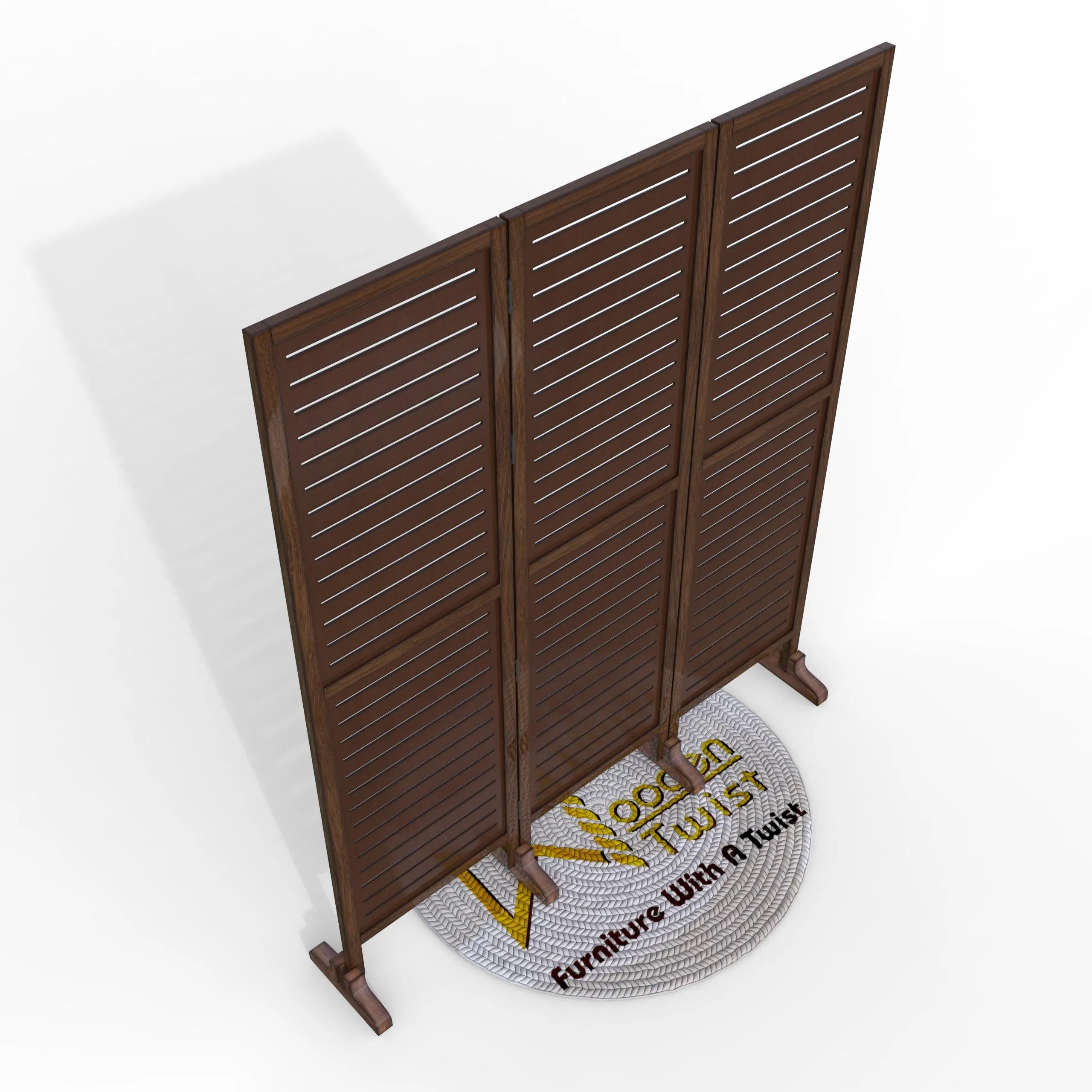 Wooden Twist Rectangular Shape Premium Solid Wood Room Divider ( Brown )