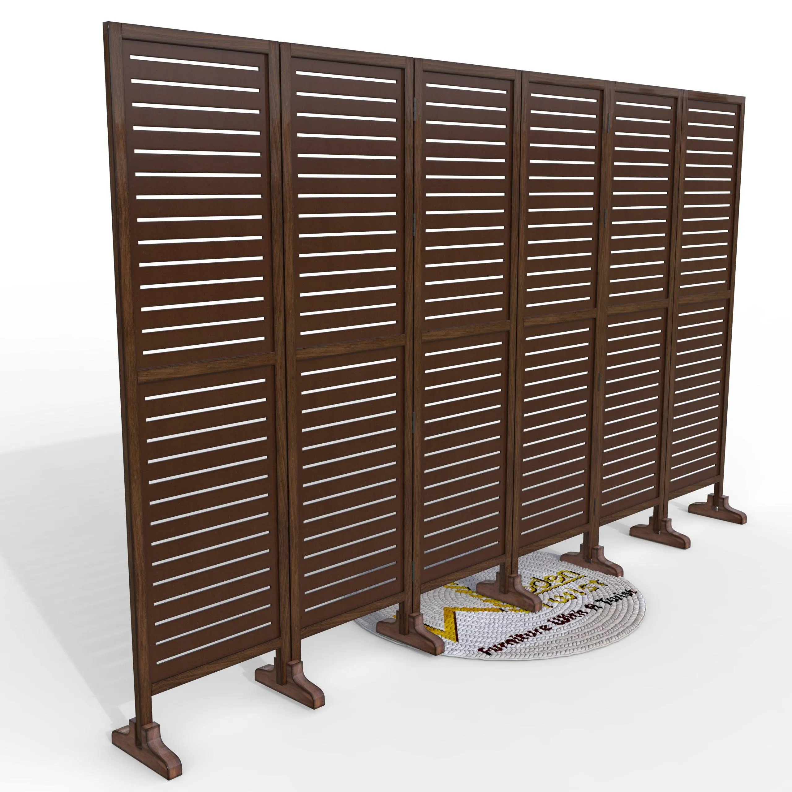 Wooden Twist Rectangular Shape Premium Solid Wood Room Divider ( Brown )