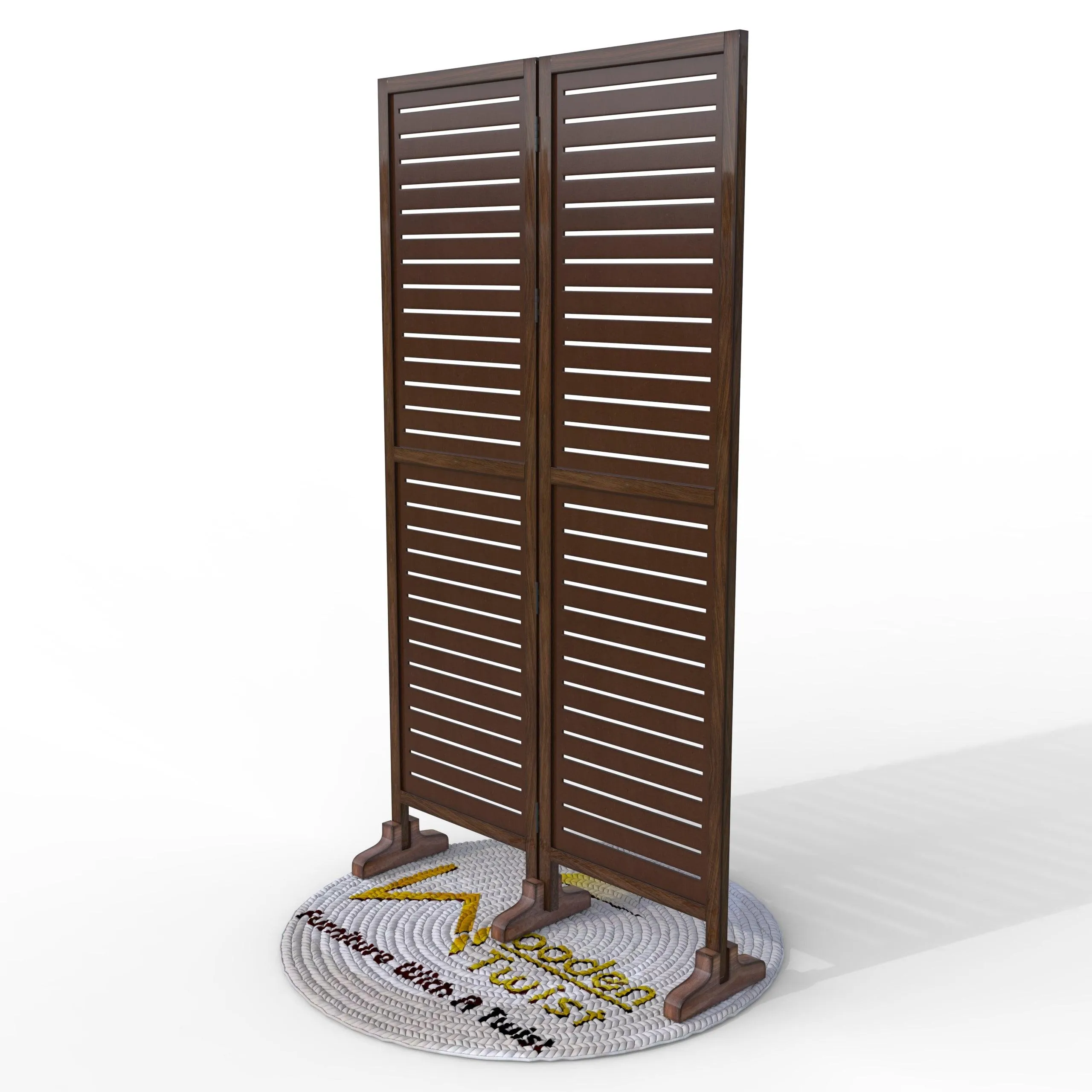 Wooden Twist Rectangular Shape Premium Solid Wood Room Divider ( Brown )
