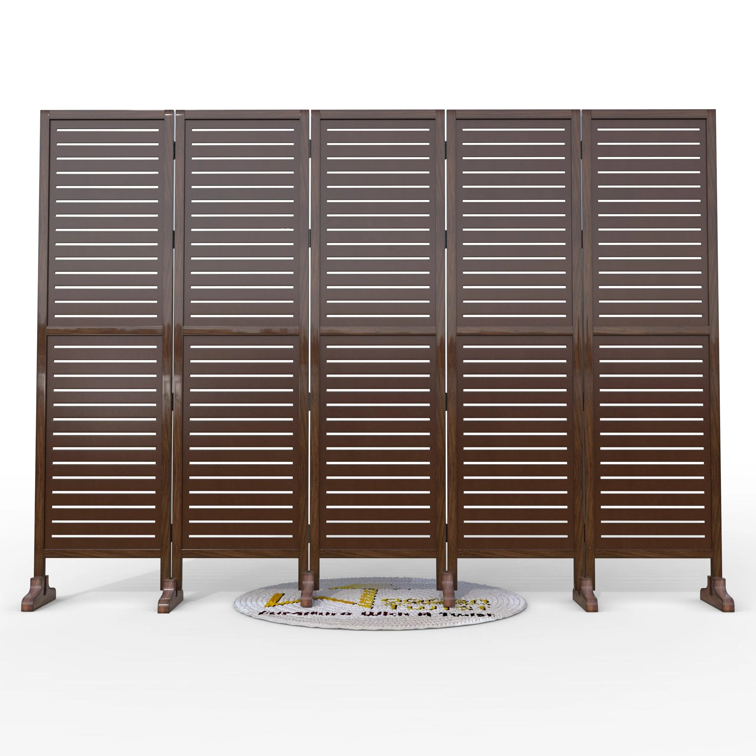Wooden Twist Rectangular Shape Premium Solid Wood Room Divider ( Brown )