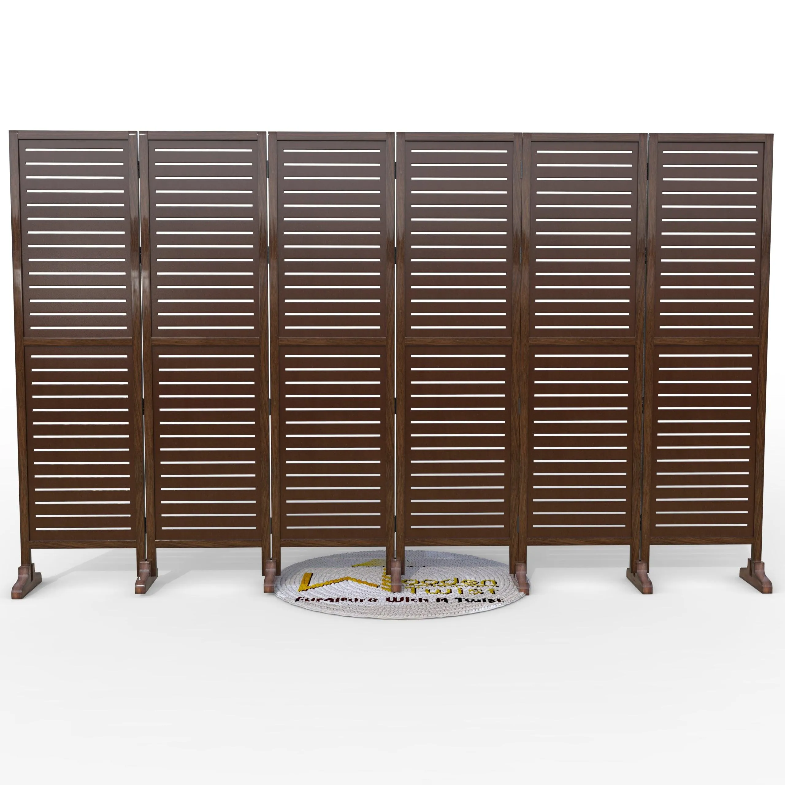 Wooden Twist Rectangular Shape Premium Solid Wood Room Divider ( Brown )