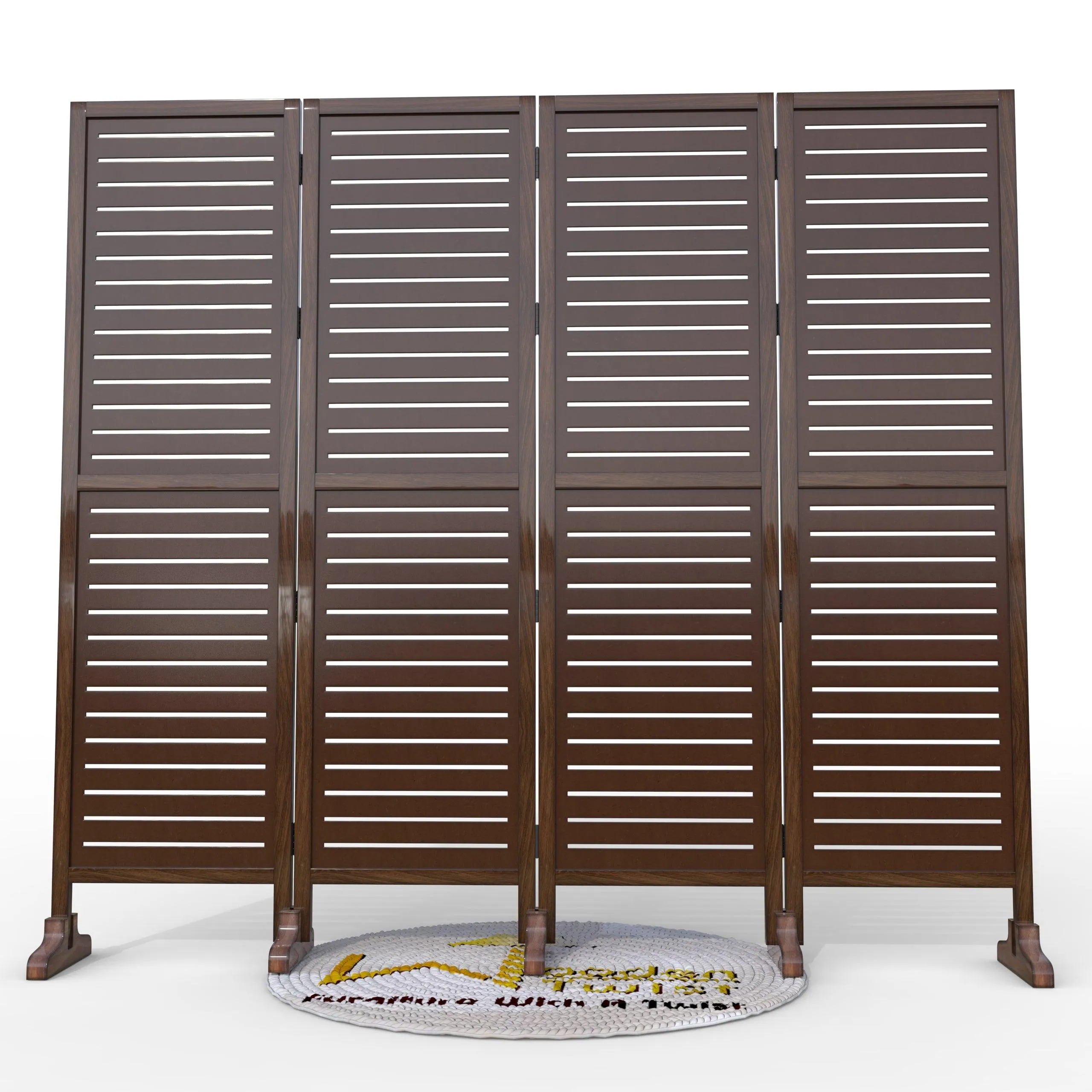 Wooden Twist Rectangular Shape Premium Solid Wood Room Divider ( Brown )