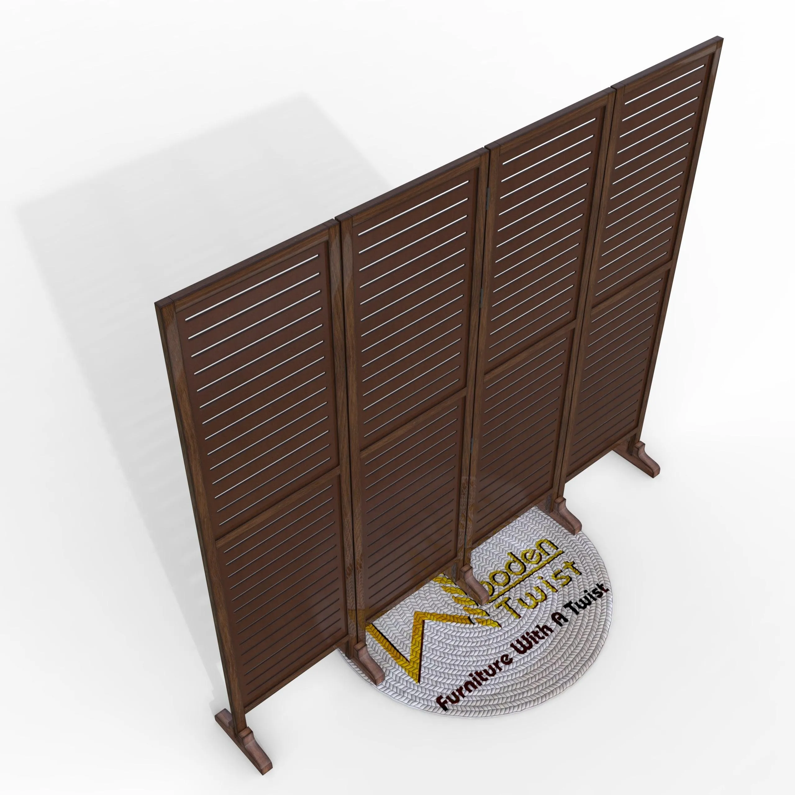Wooden Twist Rectangular Shape Premium Solid Wood Room Divider ( Brown )
