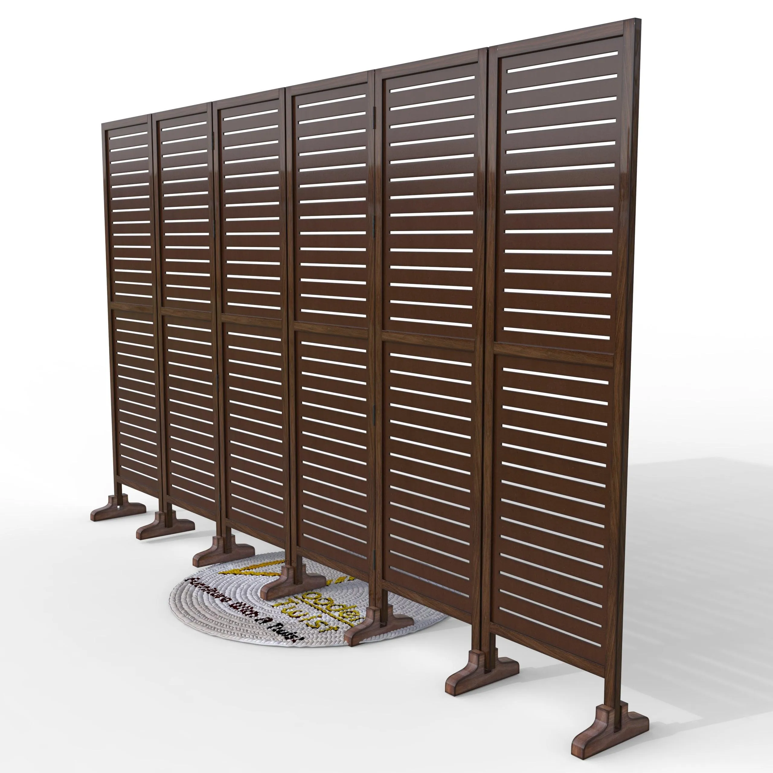Wooden Twist Rectangular Shape Premium Solid Wood Room Divider ( Brown )