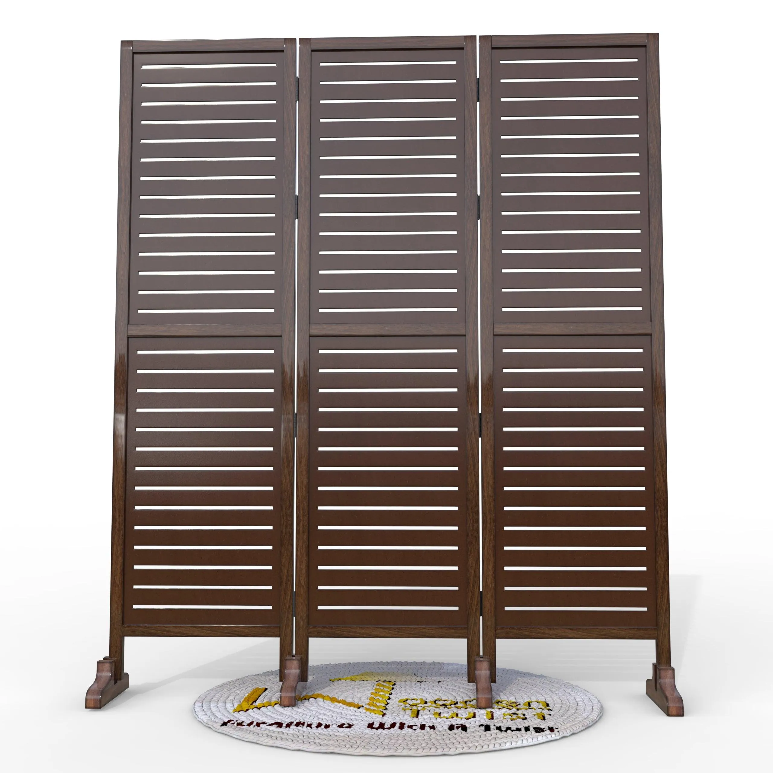 Wooden Twist Rectangular Shape Premium Solid Wood Room Divider ( Brown )