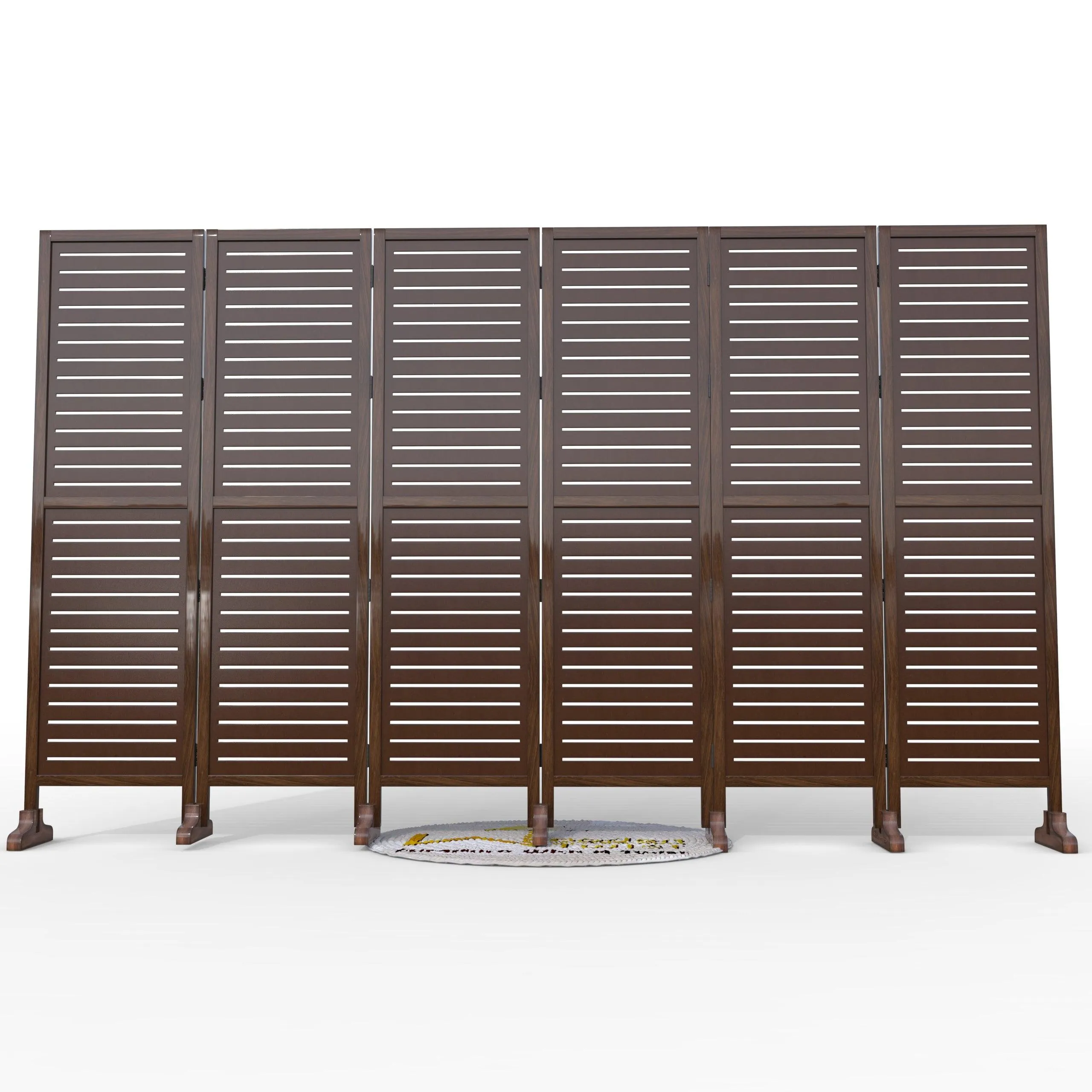Wooden Twist Rectangular Shape Premium Solid Wood Room Divider ( Brown )