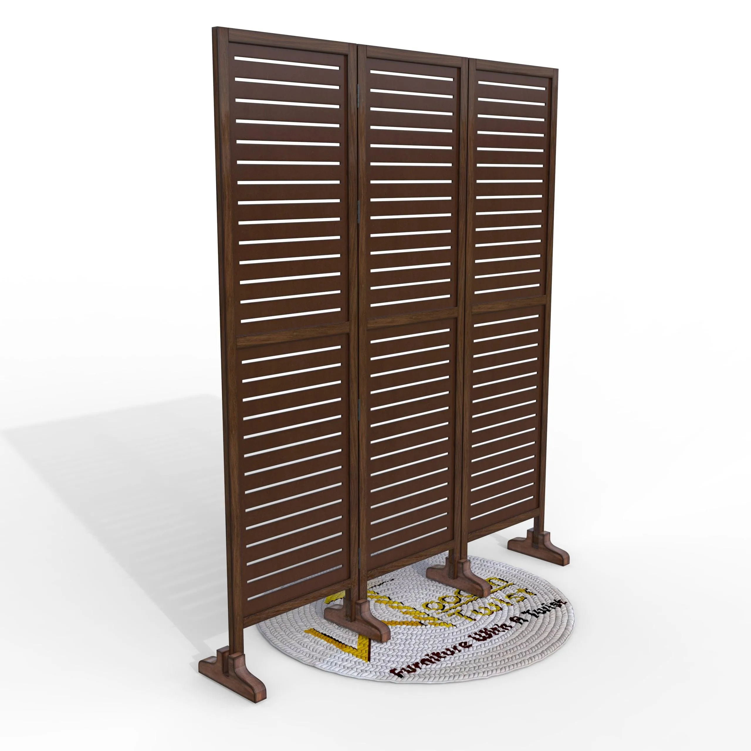 Wooden Twist Rectangular Shape Premium Solid Wood Room Divider ( Brown )