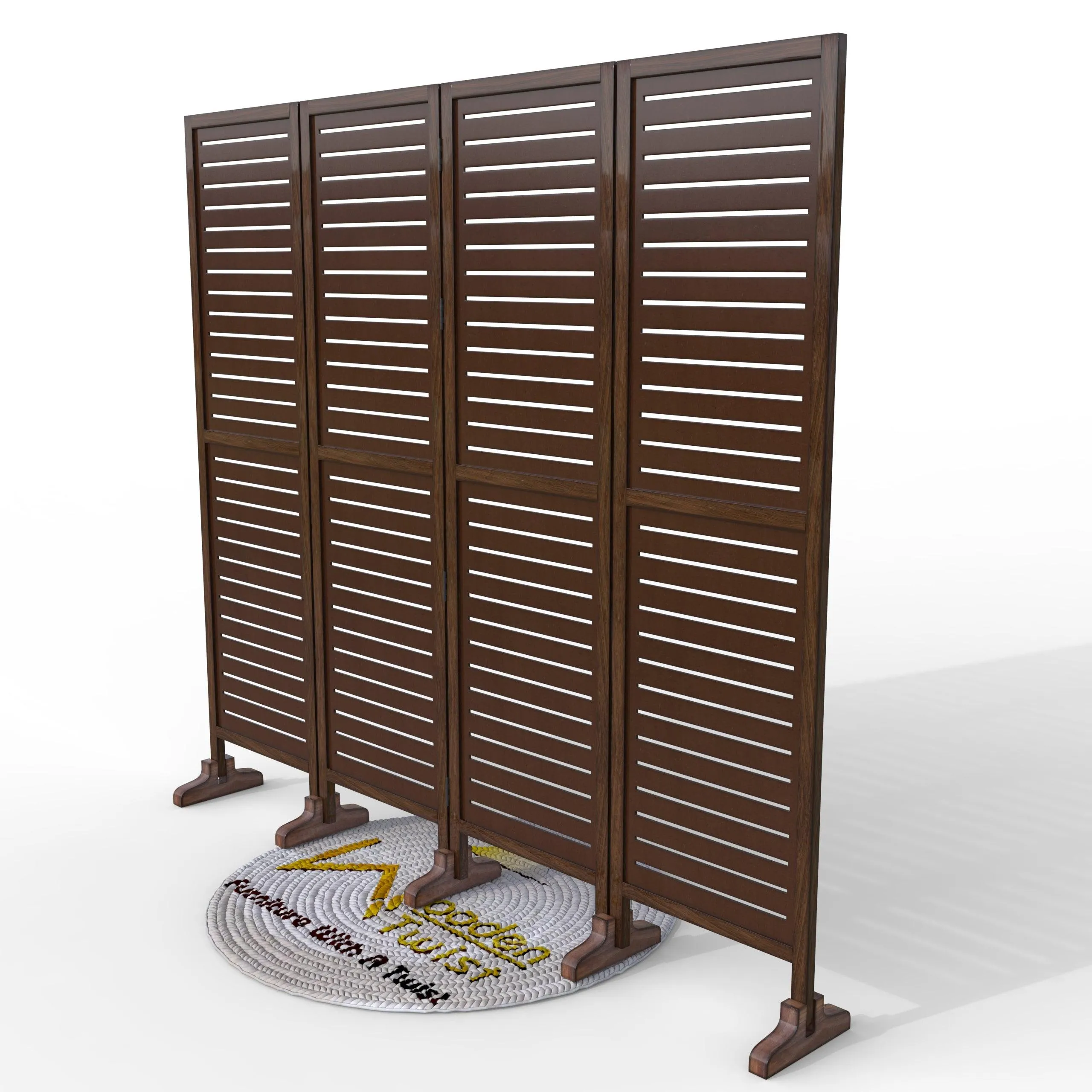 Wooden Twist Rectangular Shape Premium Solid Wood Room Divider ( Brown )