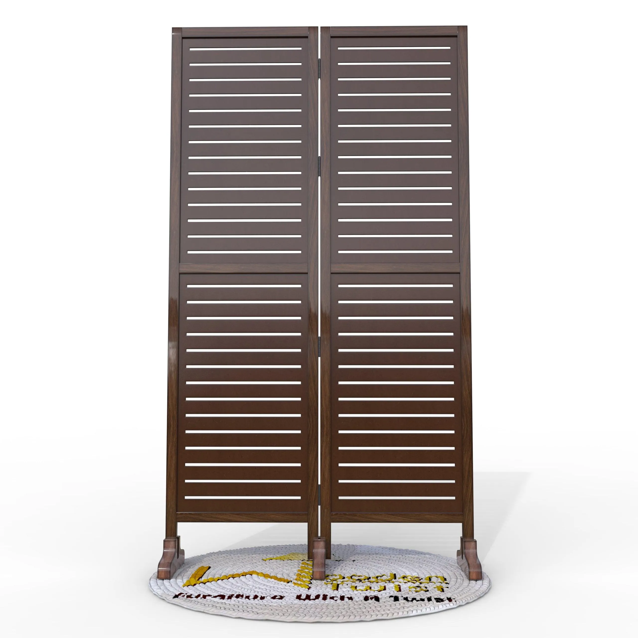 Wooden Twist Rectangular Shape Premium Solid Wood Room Divider ( Brown )