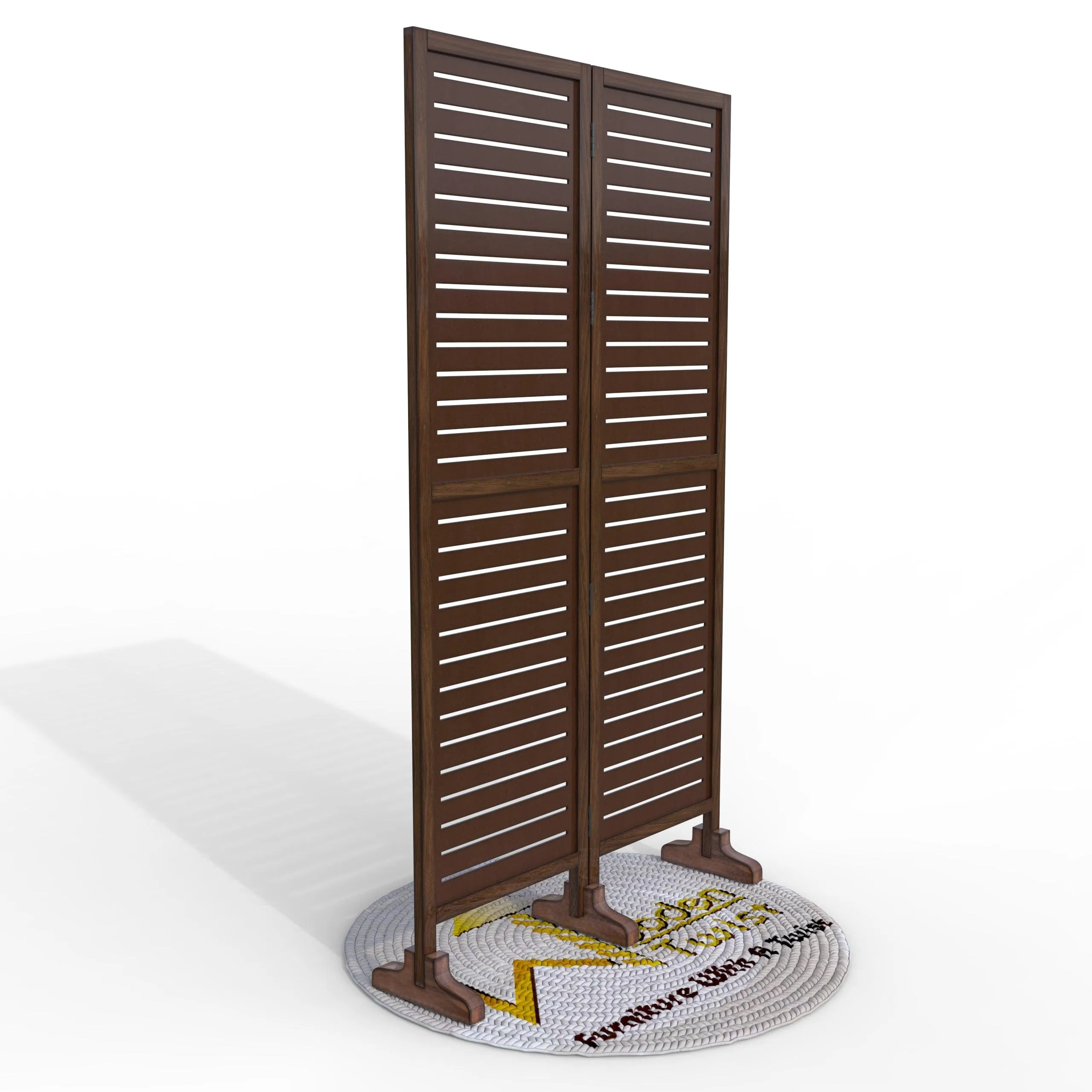 Wooden Twist Rectangular Shape Premium Solid Wood Room Divider ( Brown )